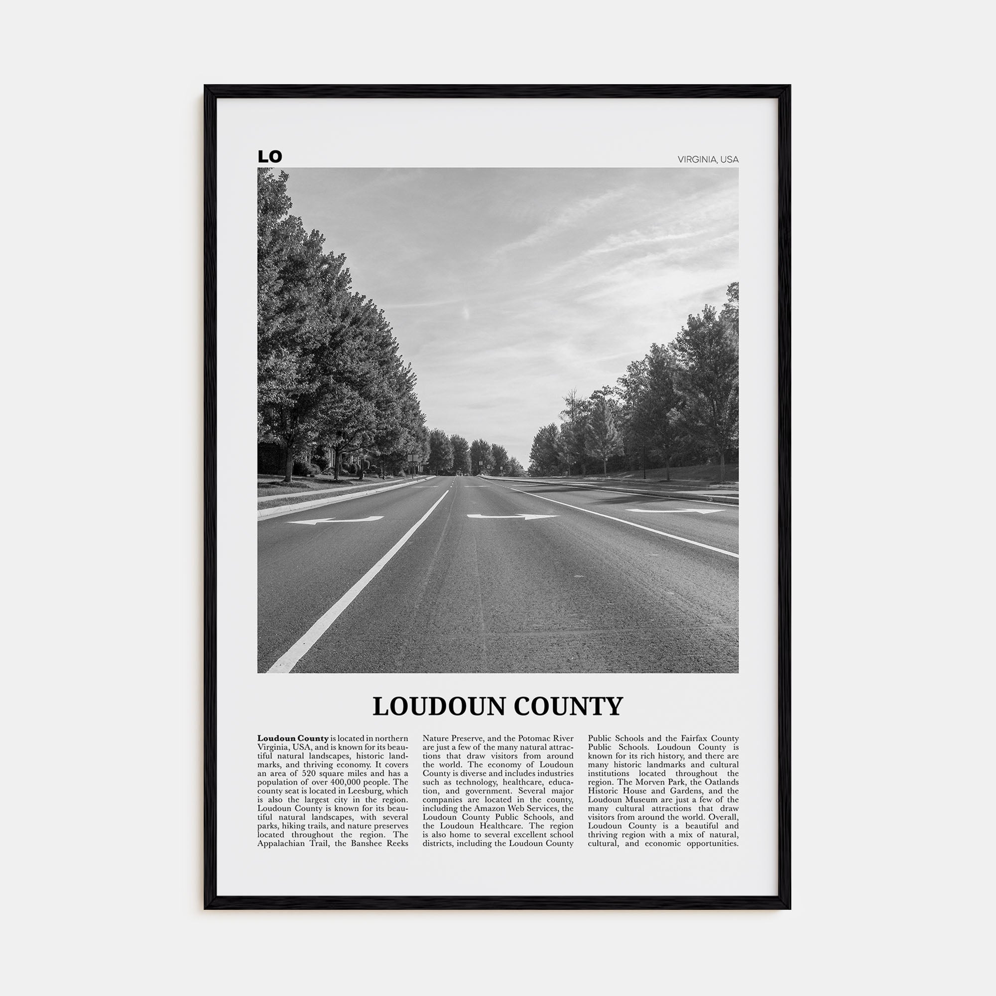 Loudoun County Travel B&W Poster