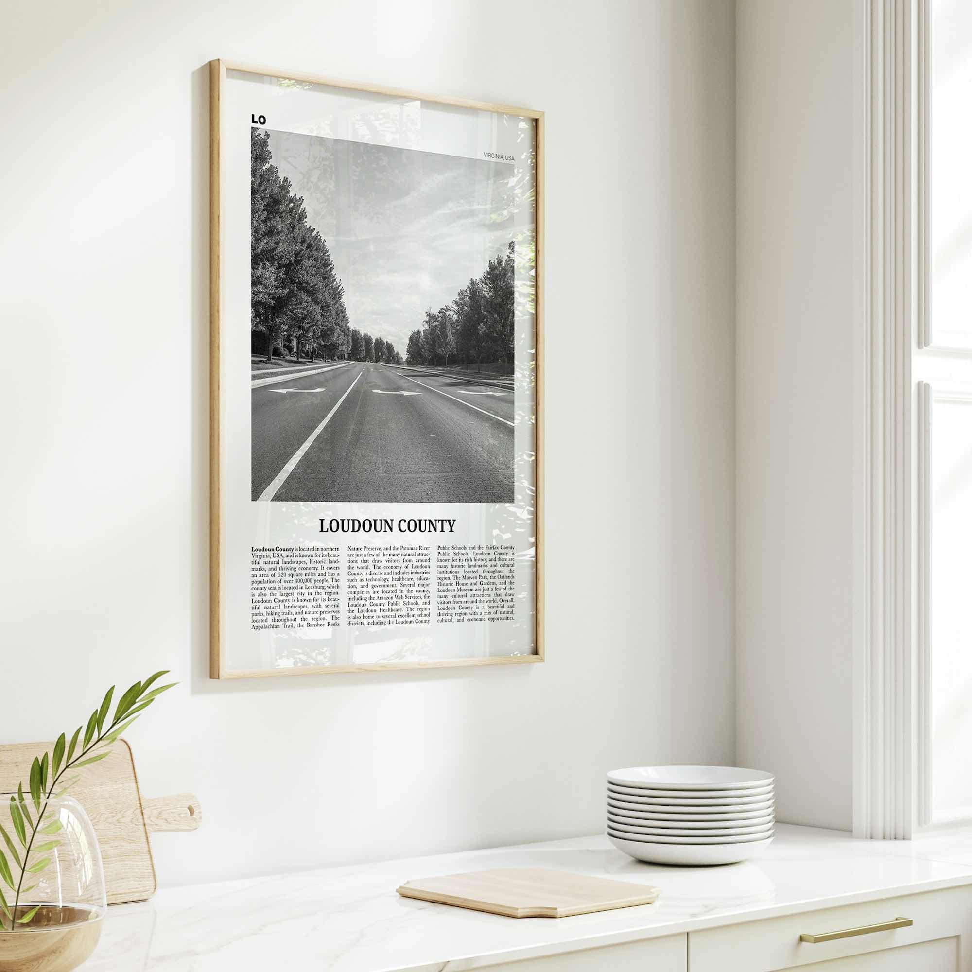 Loudoun County Print Black and White, Loudoun County Wall Art, Loudoun County Poster, Loudoun County Photo, Loudoun Wall Décor, Loudoun Map