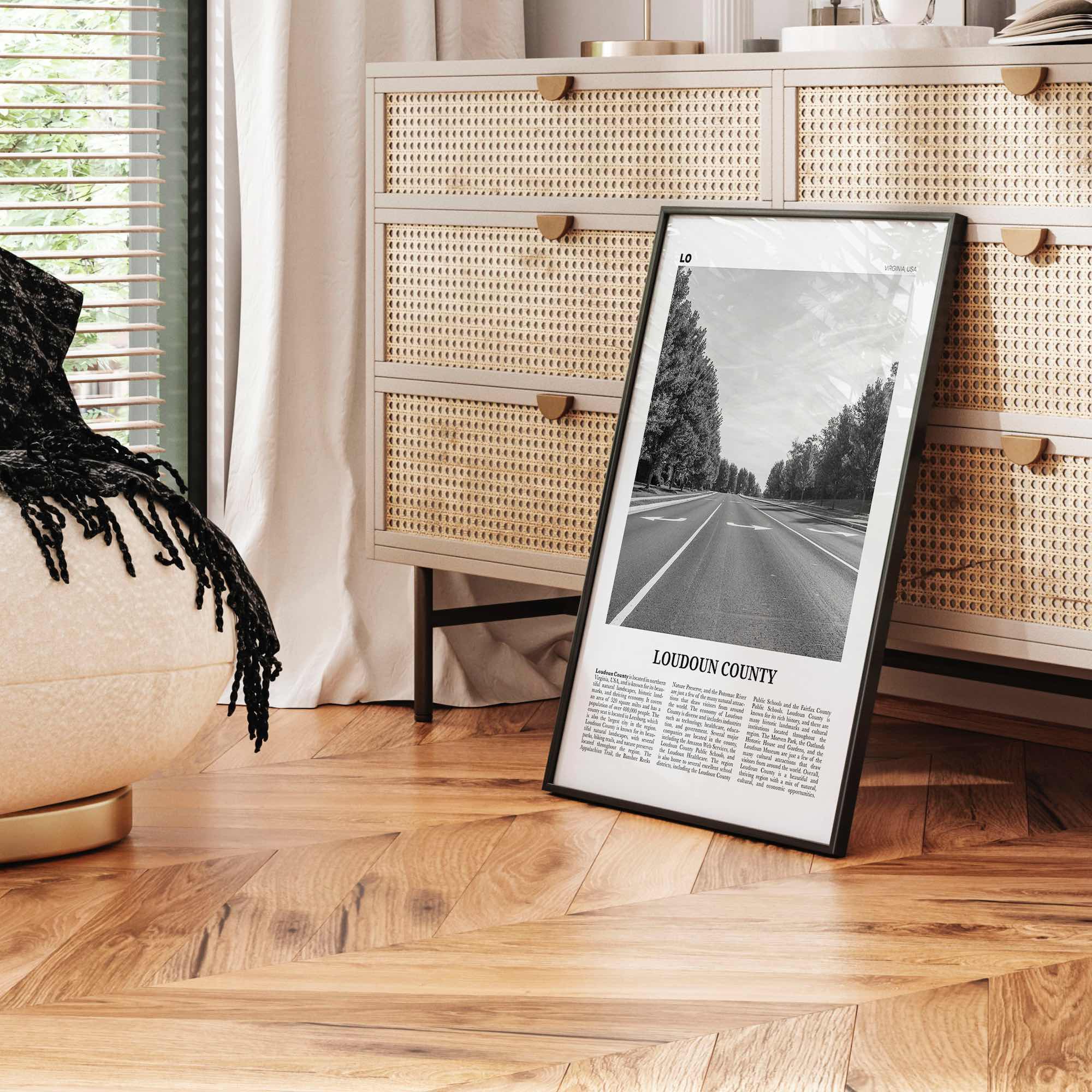 Loudoun County Print Black and White, Loudoun County Wall Art, Loudoun County Poster, Loudoun County Photo, Loudoun Wall Décor, Loudoun Map