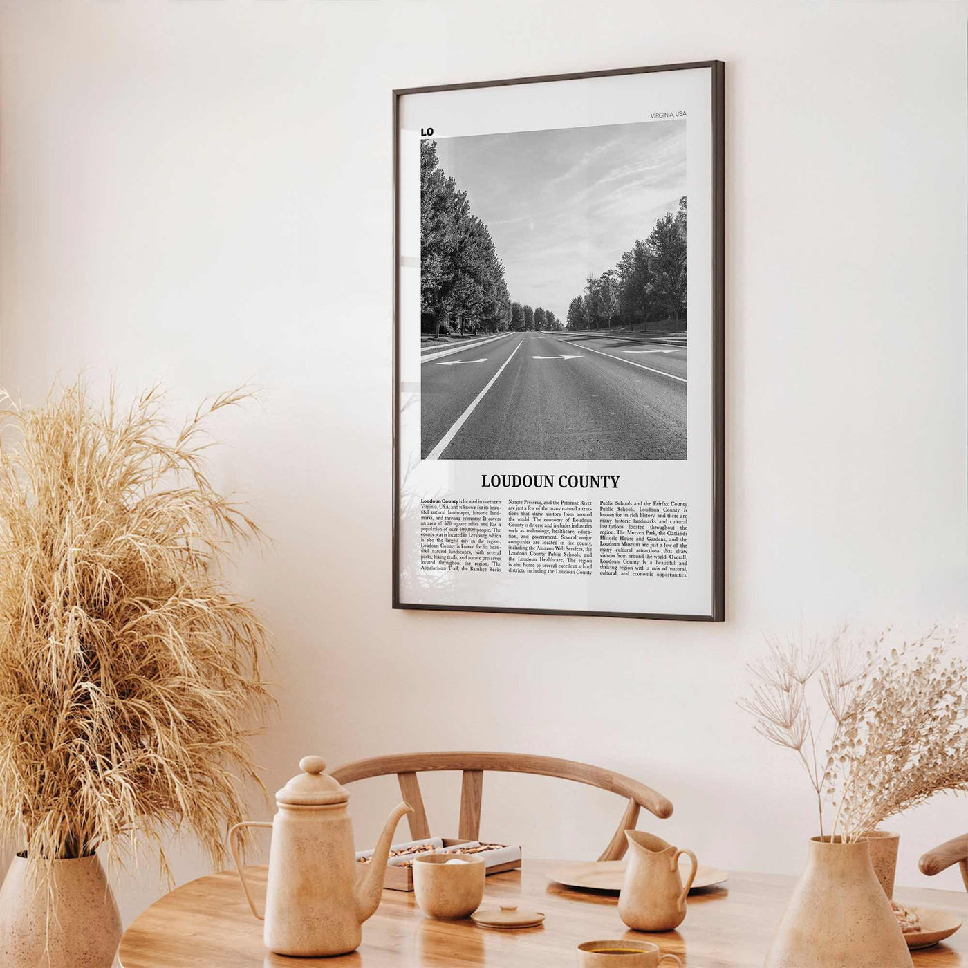 Loudoun County Print Black and White, Loudoun County Wall Art, Loudoun County Poster, Loudoun County Photo, Loudoun Wall Décor, Loudoun Map