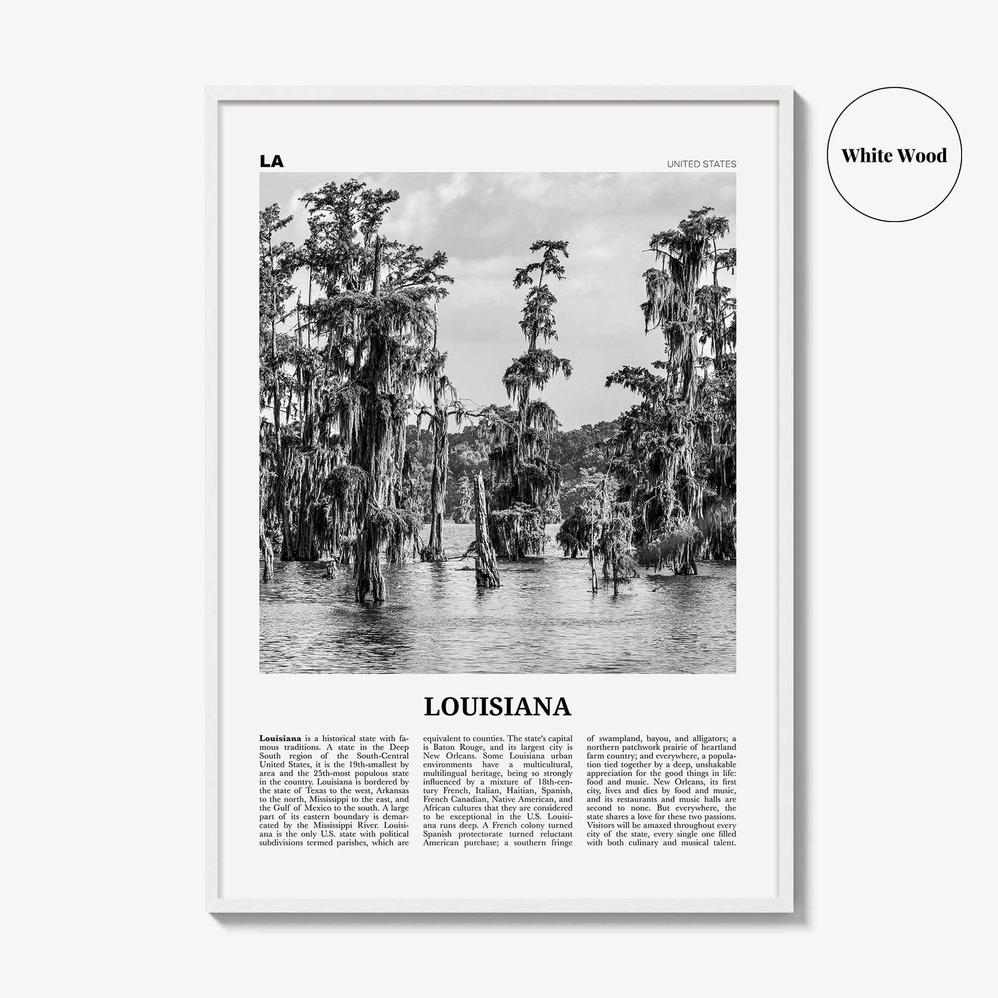 Louisiana Print Black and White No 1, Louisiana Wall Art, Louisiana Poster, Louisiana Photo, Louisiana Decor, USA, United States
