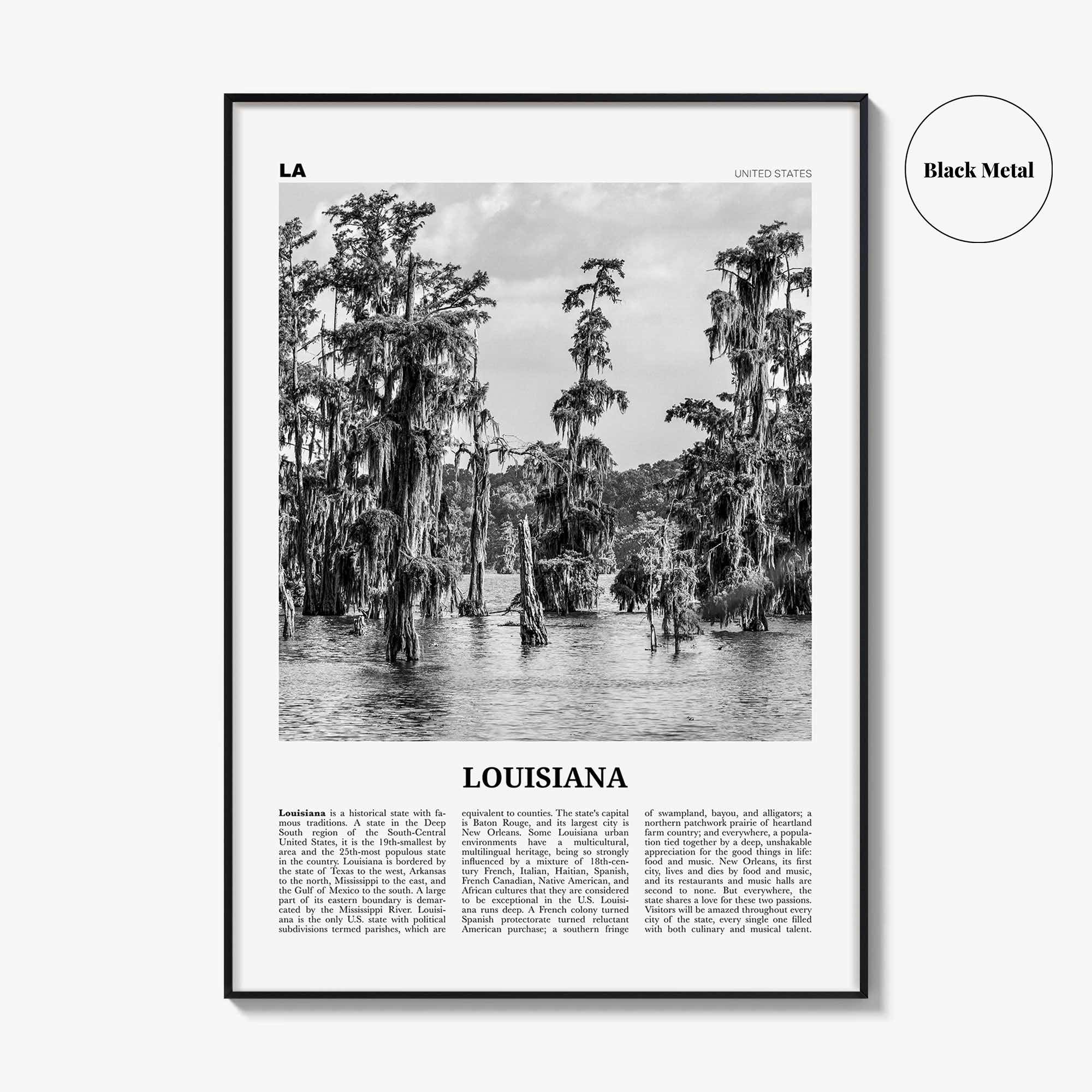 Louisiana Print Black and White No 1, Louisiana Wall Art, Louisiana Poster, Louisiana Photo, Louisiana Decor, USA, United States