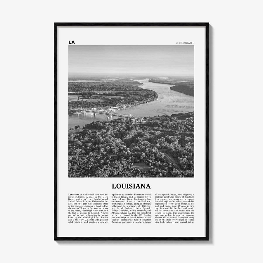 Louisiana Print Black and White No 2, Louisiana Wall Art, Louisiana Poster, Louisiana Photo, Louisiana Wall Décor, Louisiana Map