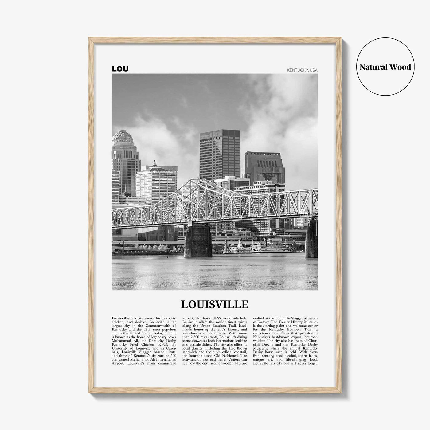 Louisville Print Black and White No 1, Louisville Wall Art, Louisville Poster, Louisville Photo, Kentucky, USA, United States, America