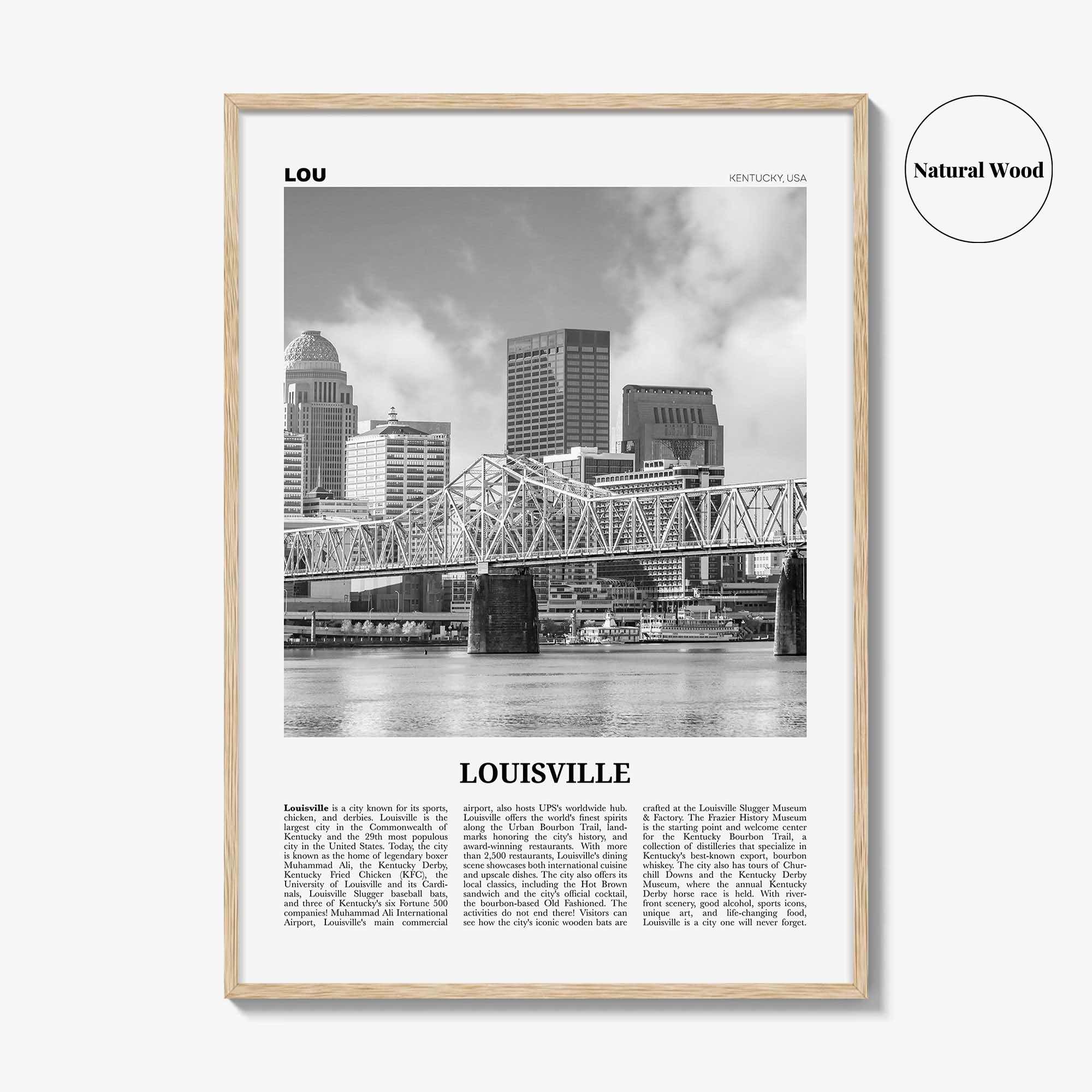 Louisville Print Black and White No 1, Louisville Wall Art, Louisville Poster, Louisville Photo, Kentucky, USA, United States, America