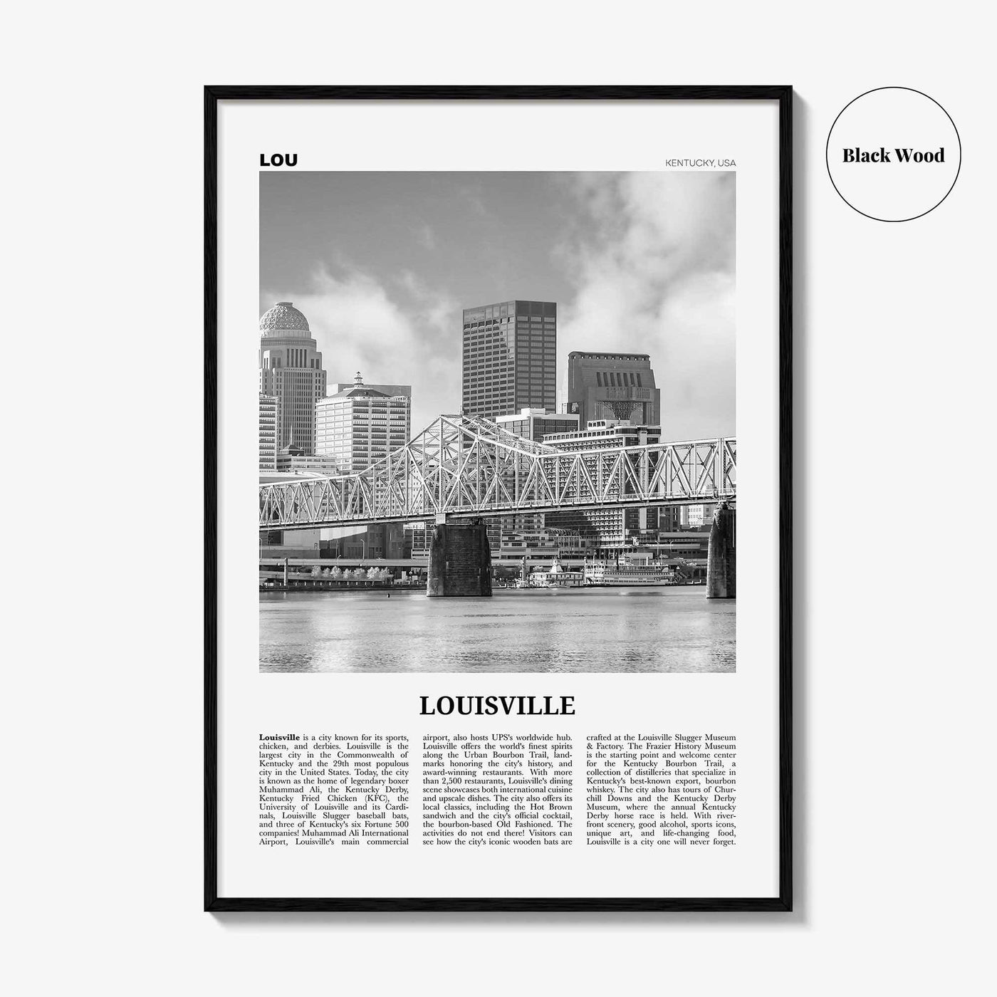 Louisville Print Black and White No 1, Louisville Wall Art, Louisville Poster, Louisville Photo, Kentucky, USA, United States, America