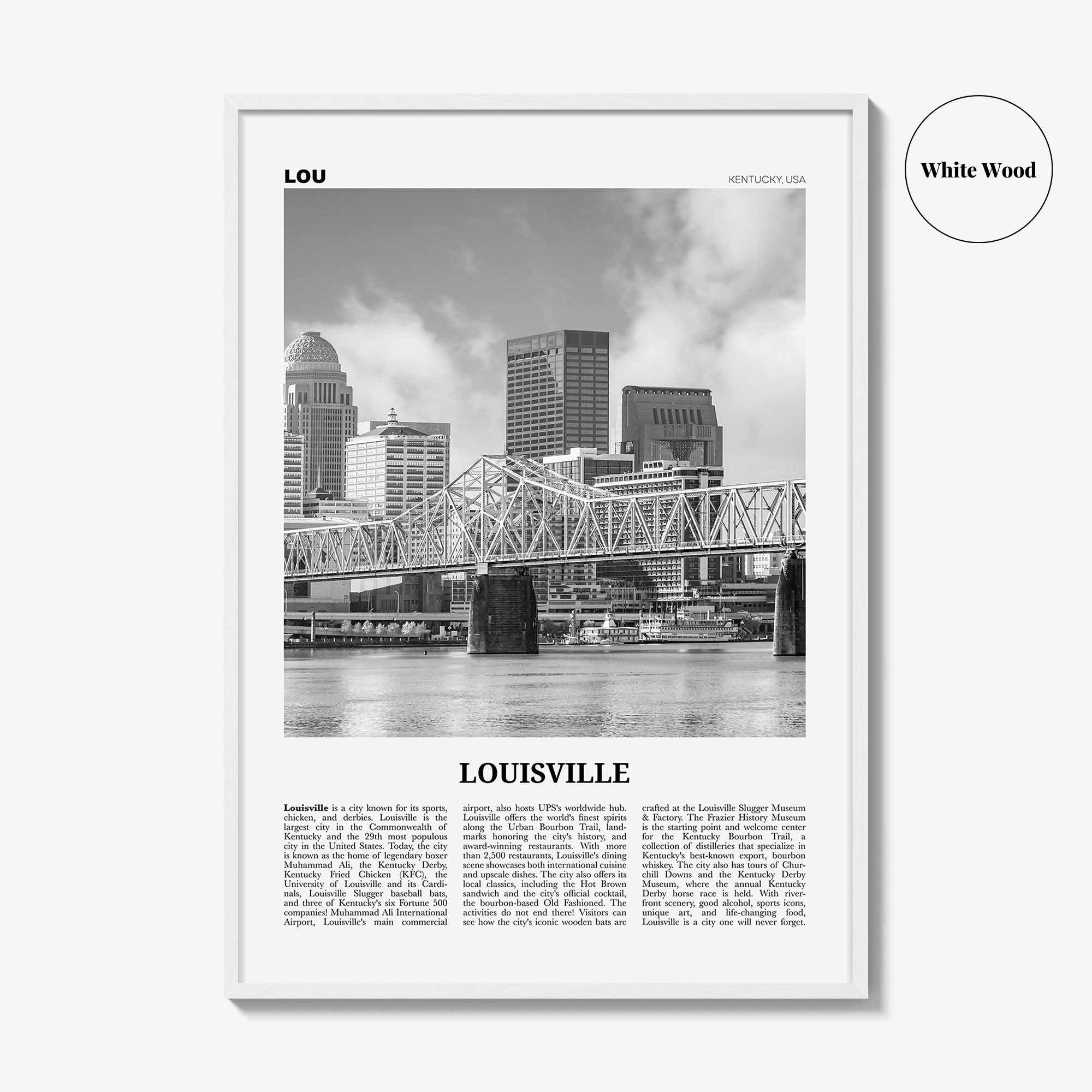 Louisville Print Black and White No 1, Louisville Wall Art, Louisville Poster, Louisville Photo, Kentucky, USA, United States, America