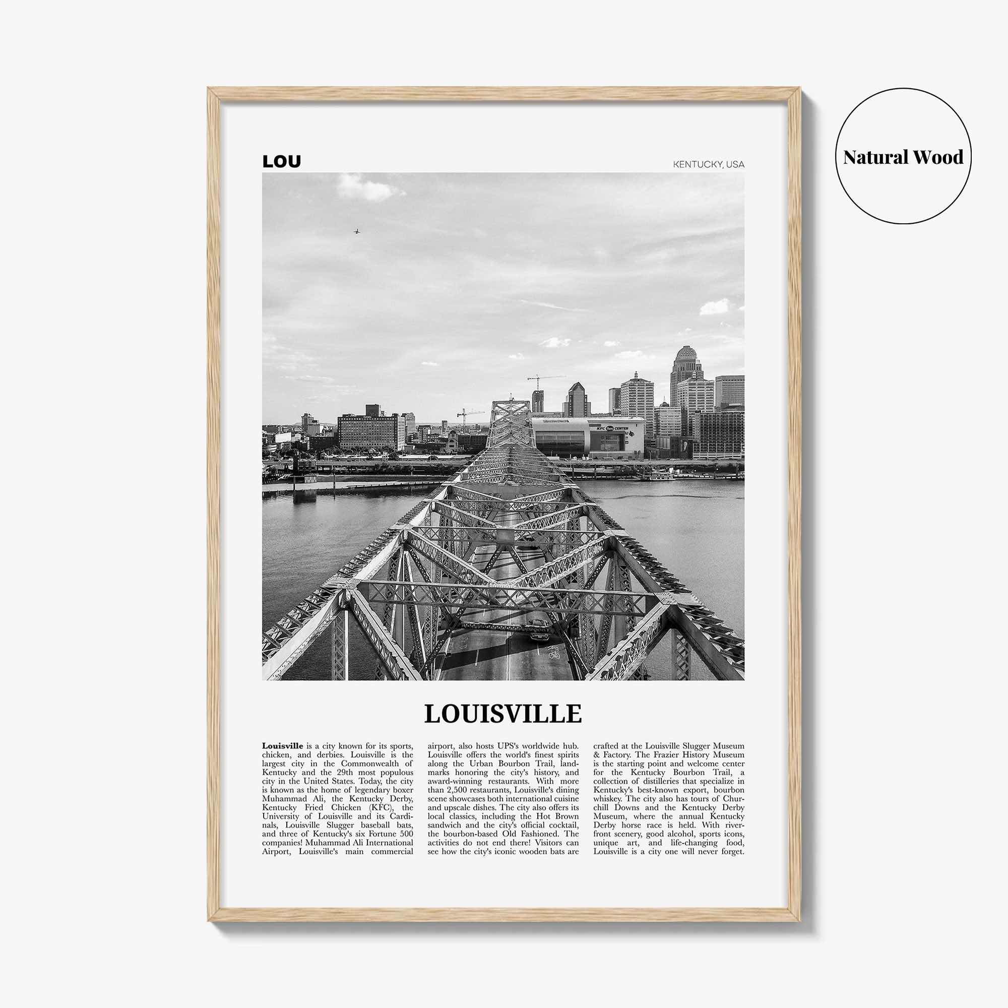 Louisville Print Black and White No 2, Louisville Wall Art, Louisville Poster, Louisville Photo, Kentucky, USA, United States, America