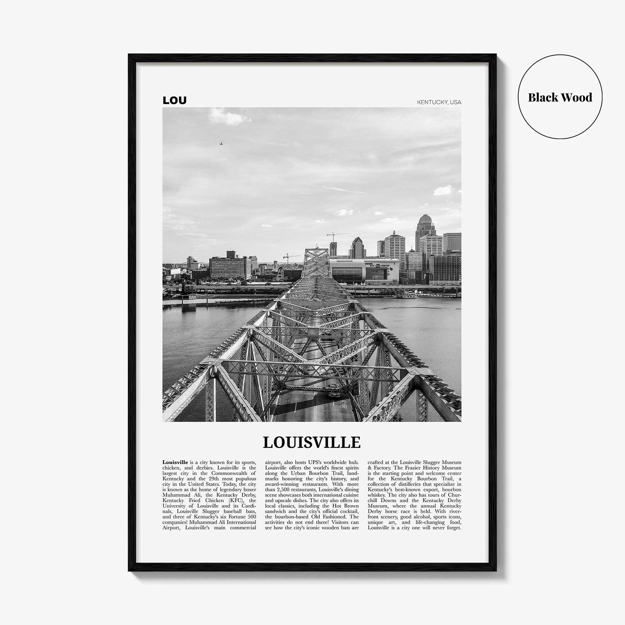 Louisville Print Black and White No 2, Louisville Wall Art, Louisville Poster, Louisville Photo, Kentucky, USA, United States, America