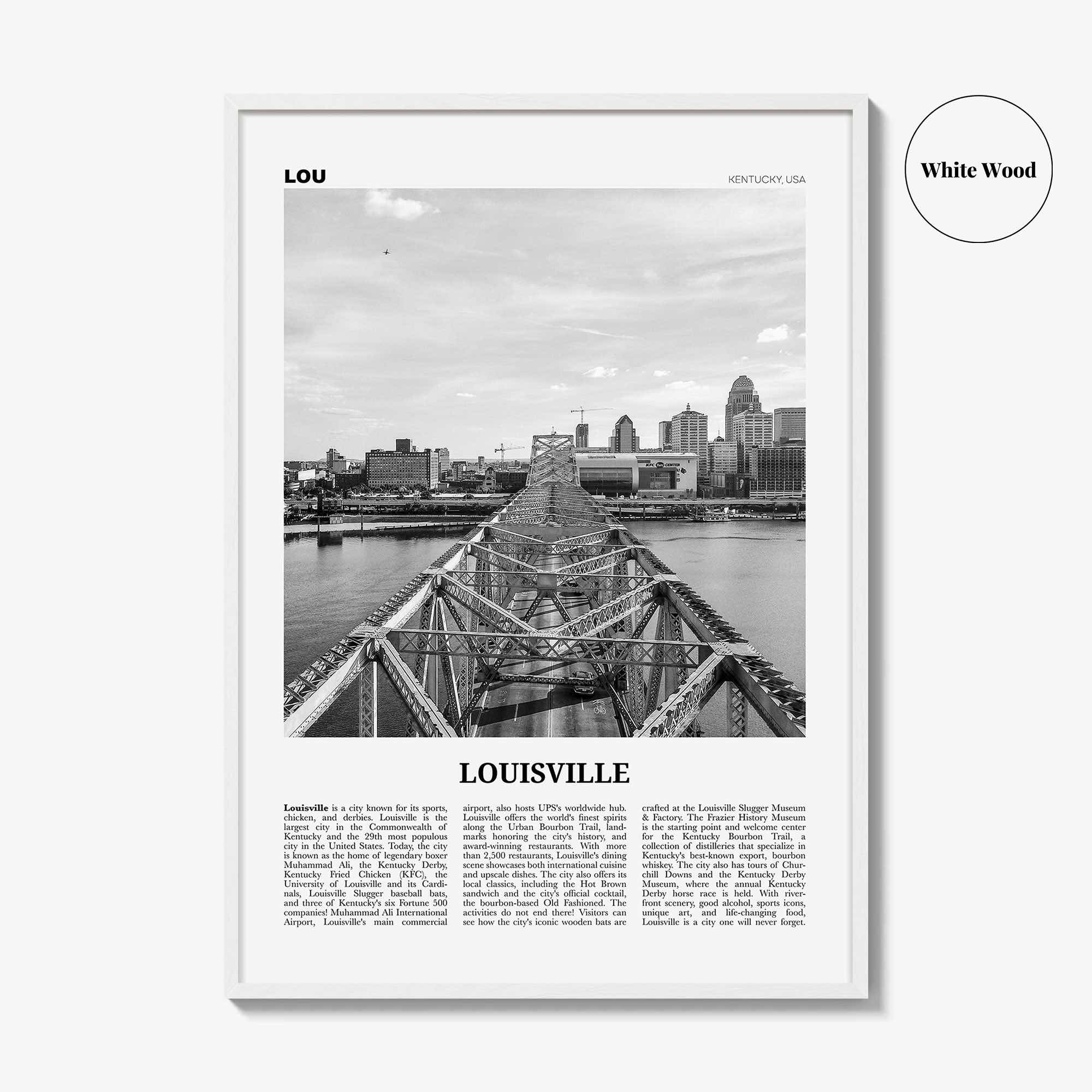 Louisville Print Black and White No 2, Louisville Wall Art, Louisville Poster, Louisville Photo, Kentucky, USA, United States, America