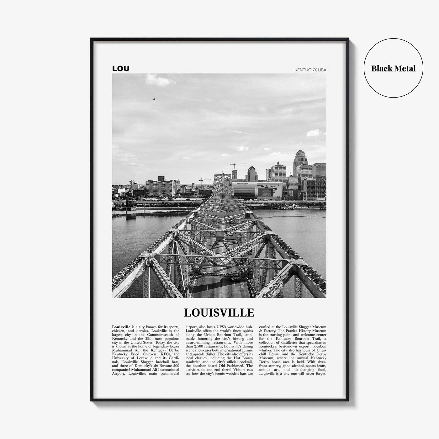 Louisville Print Black and White No 2, Louisville Wall Art, Louisville Poster, Louisville Photo, Kentucky, USA, United States, America