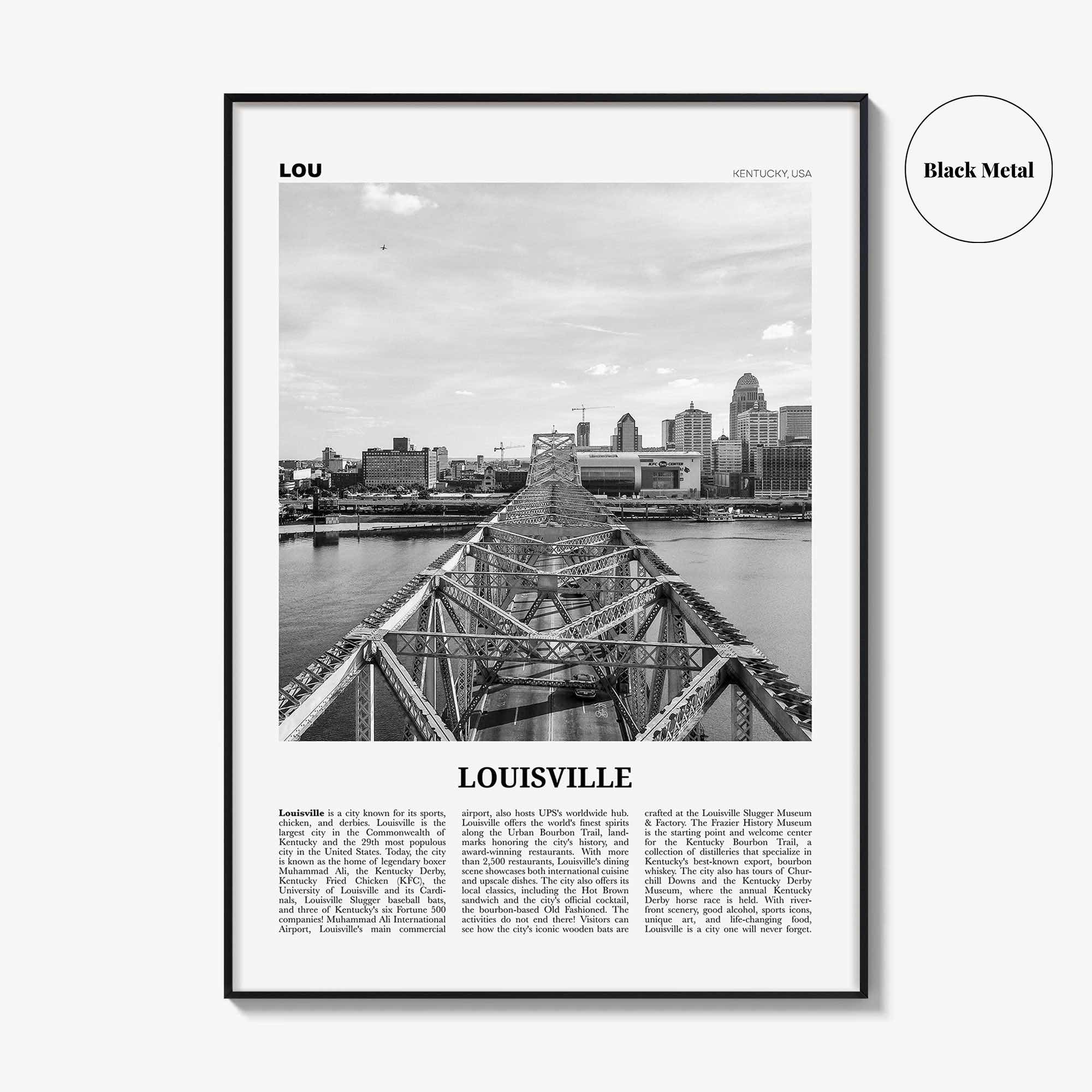 Louisville Print Black and White No 2, Louisville Wall Art, Louisville Poster, Louisville Photo, Kentucky, USA, United States, America