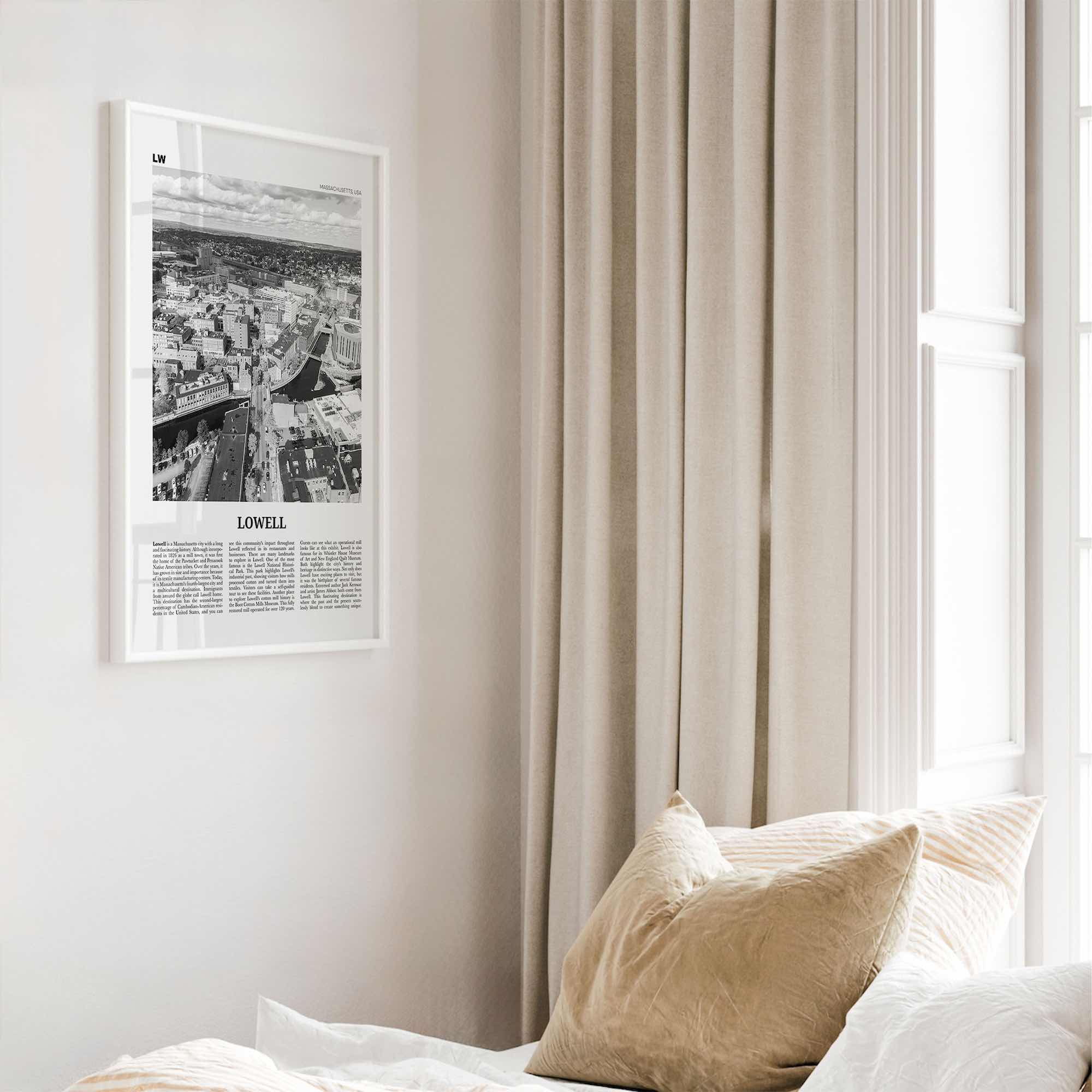 Lowell Print Black and White, Lowell Wall Art, Lowell Poster, Lowell Photo, Lowell Map, Lowell Wall Decor, Massachusetts, USA, United States