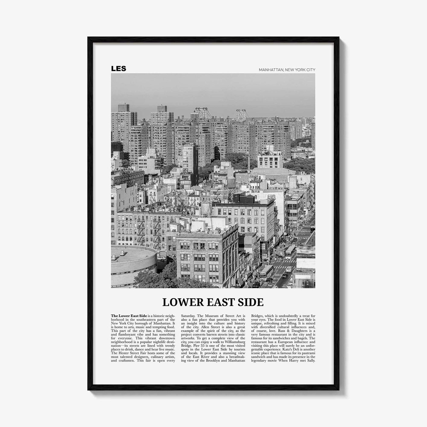 Lower East Side Print Black and White, Lower East Side Wall Art, Lower East Side Poster, Lower East Side Photo, New York City