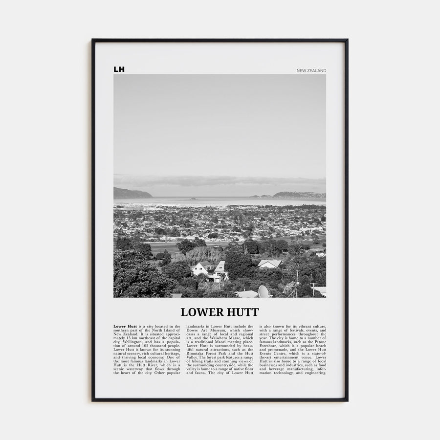 Lower Hutt Travel B&W Poster