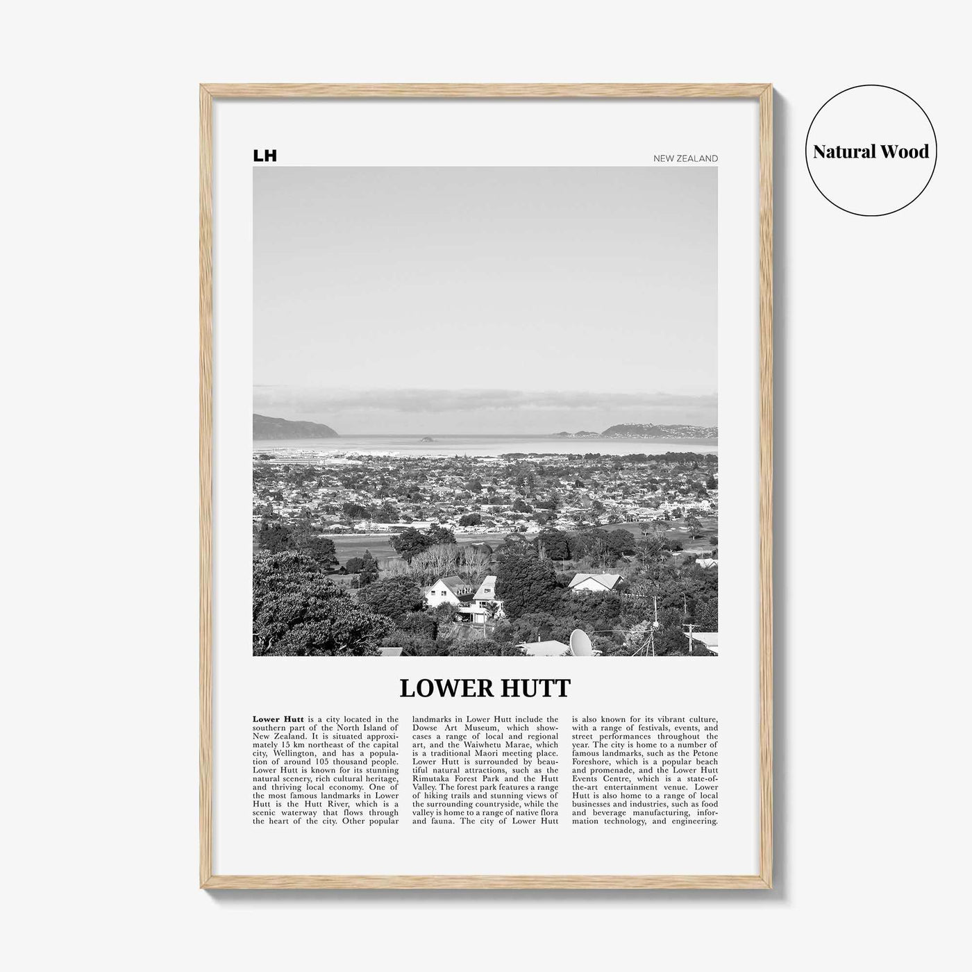 Lower Hutt Print Black and White, Lower Hutt Wall Art, Lower Hutt Poster, Lower Hutt Photo, Lower Hutt Décor, Lower Hutt Map, New Zealand