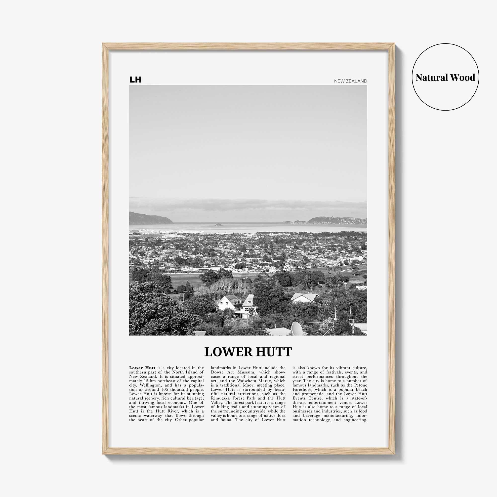 Lower Hutt Print Black and White, Lower Hutt Wall Art, Lower Hutt Poster, Lower Hutt Photo, Lower Hutt Décor, Lower Hutt Map, New Zealand