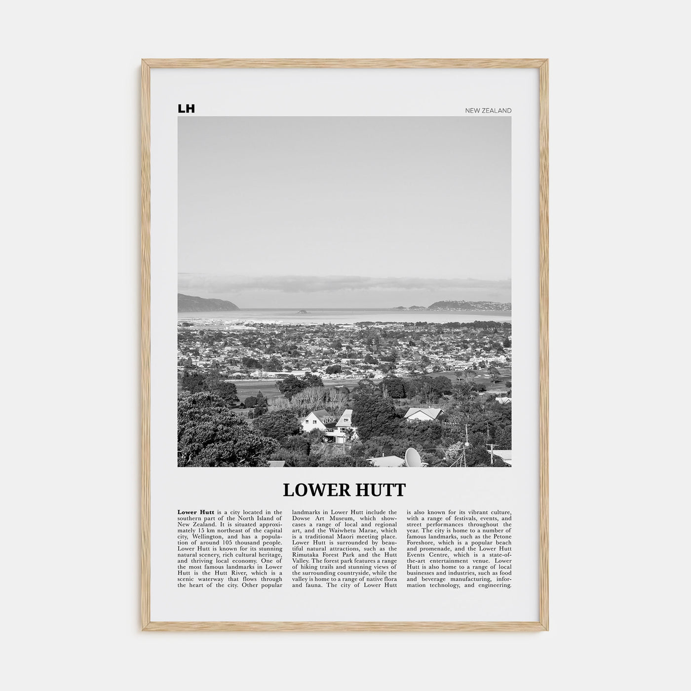 Lower Hutt Travel B&W Poster