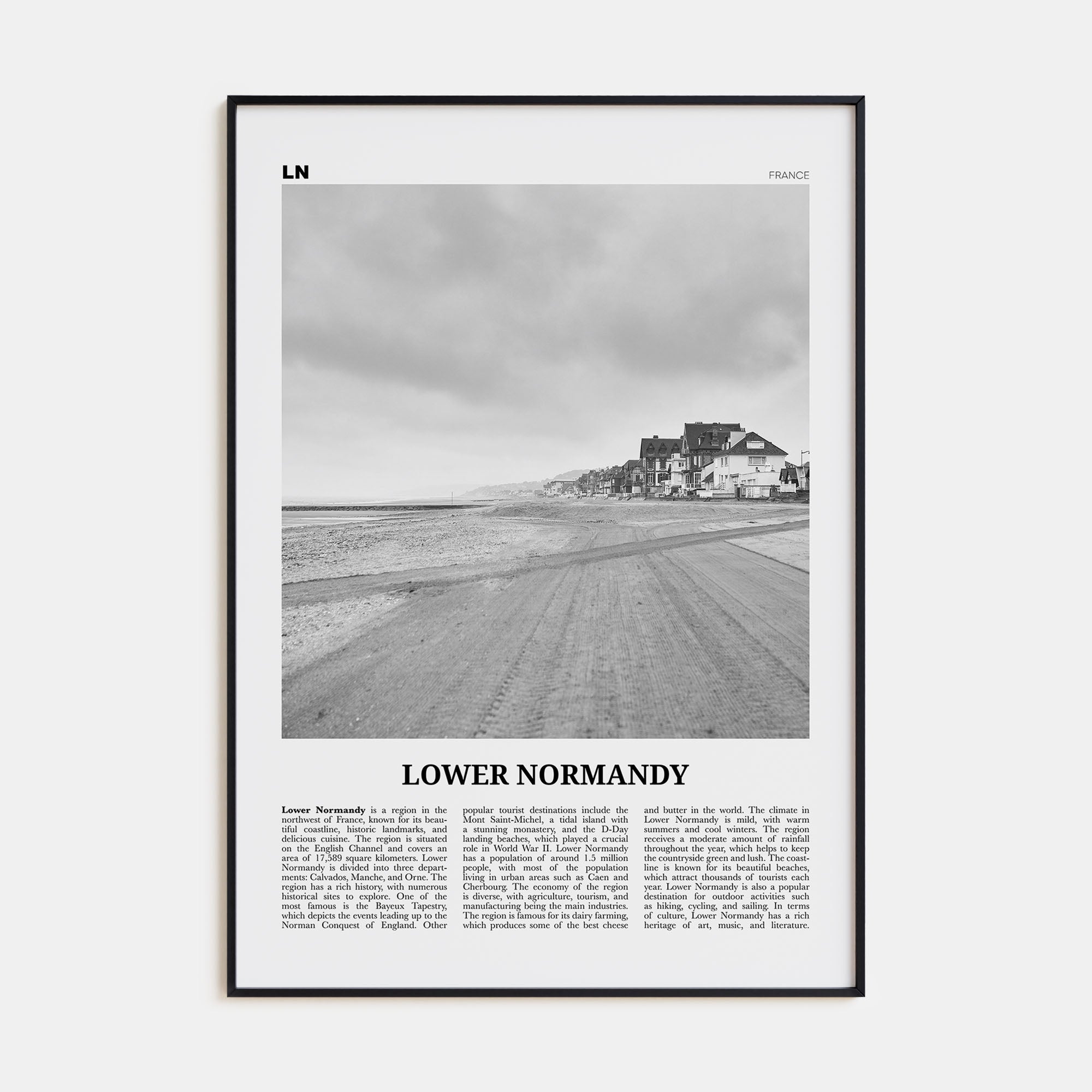 Lower Normandy Travel B&W Poster