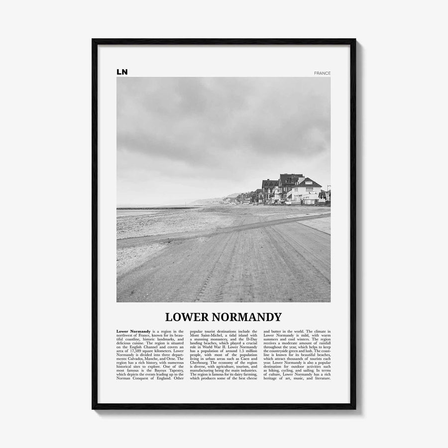 Lower Normandy Print Black and White, Lower Normandy Wall Art, Lower Normandy Poster, Lower Normandy Photo, Wall Décor, Lower Normandy Map