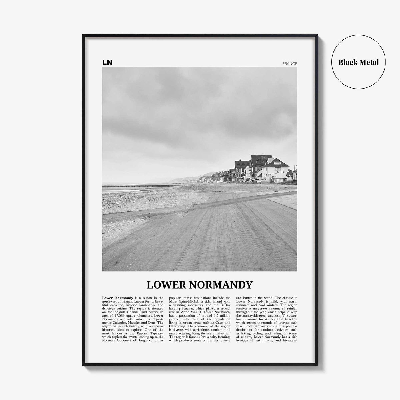 Lower Normandy Print Black and White, Lower Normandy Wall Art, Lower Normandy Poster, Lower Normandy Photo, Wall Décor, Lower Normandy Map