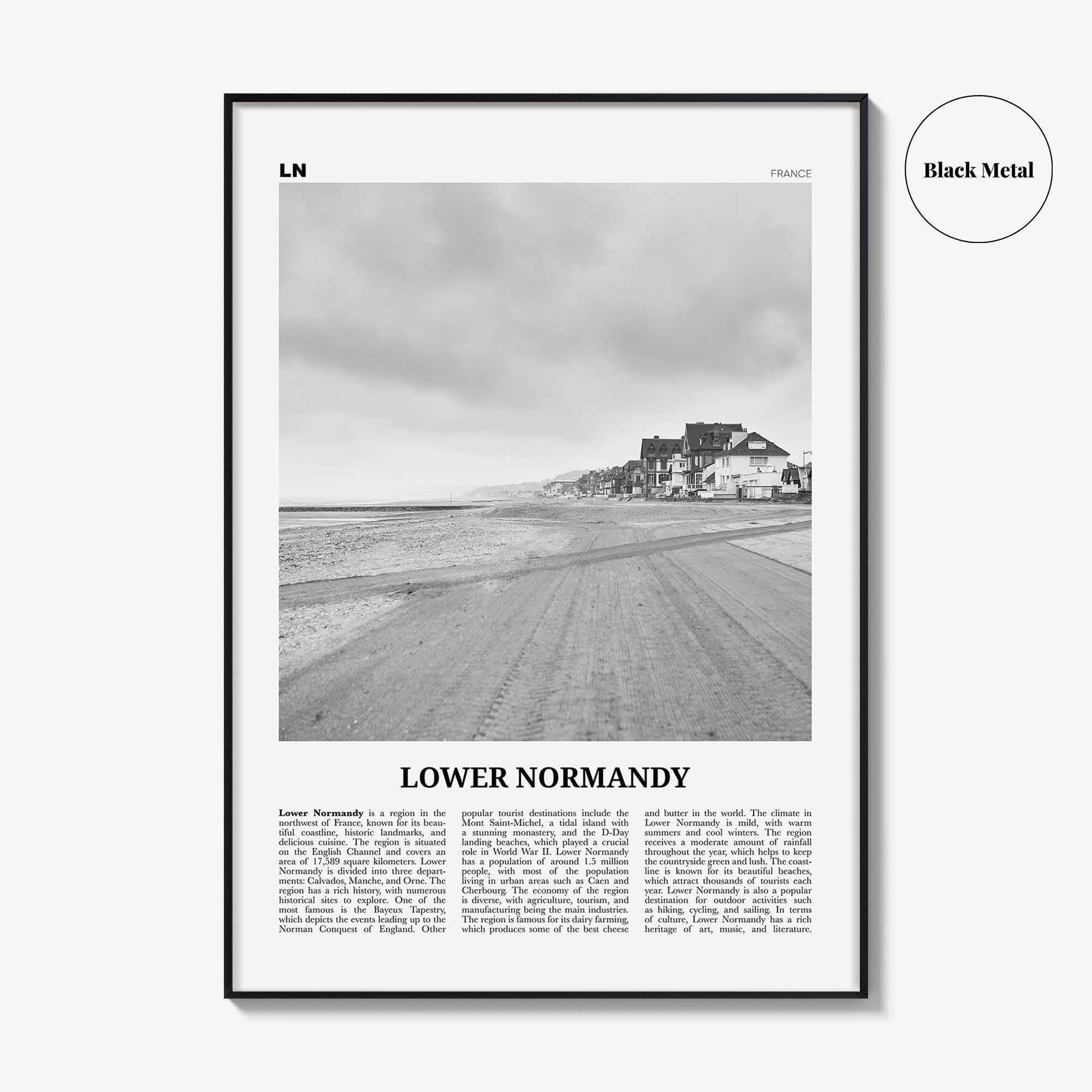 Lower Normandy Print Black and White, Lower Normandy Wall Art, Lower Normandy Poster, Lower Normandy Photo, Wall Décor, Lower Normandy Map