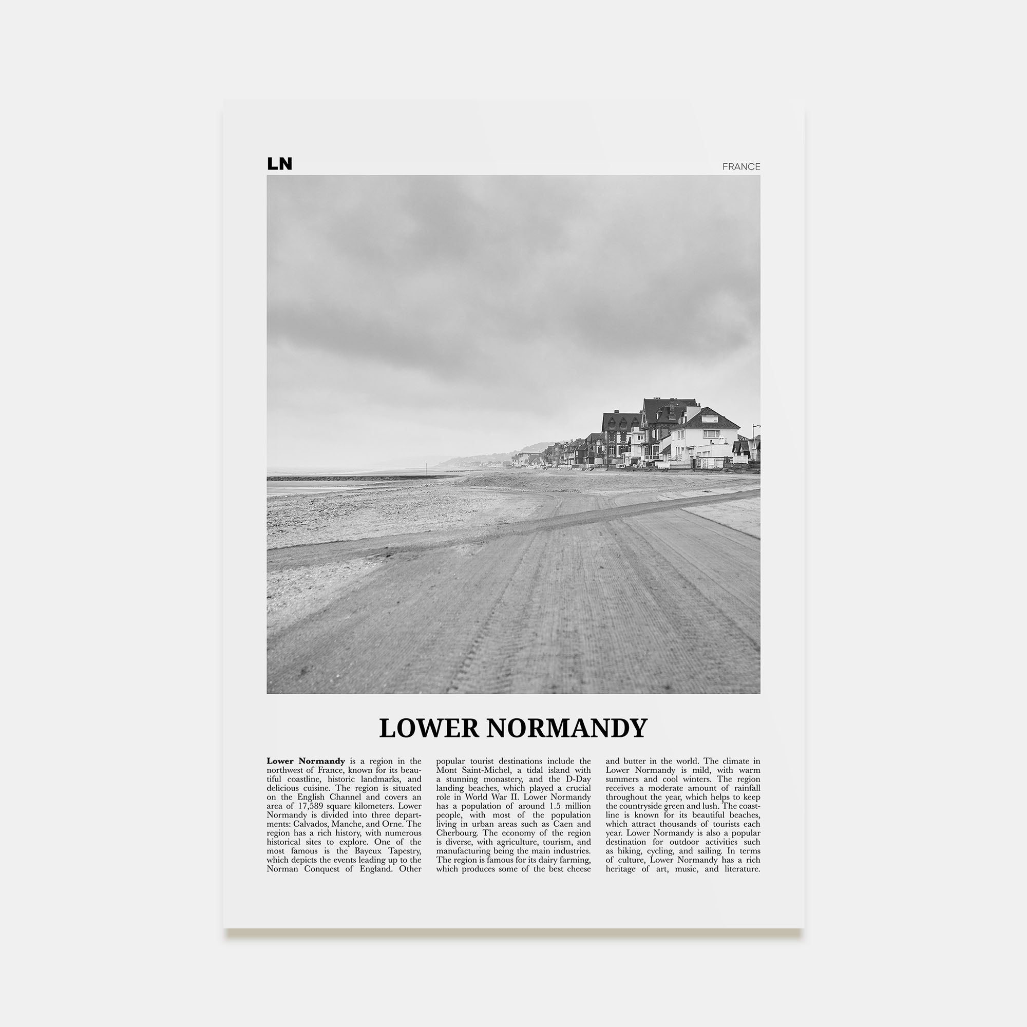 Lower Normandy Travel B&W Poster