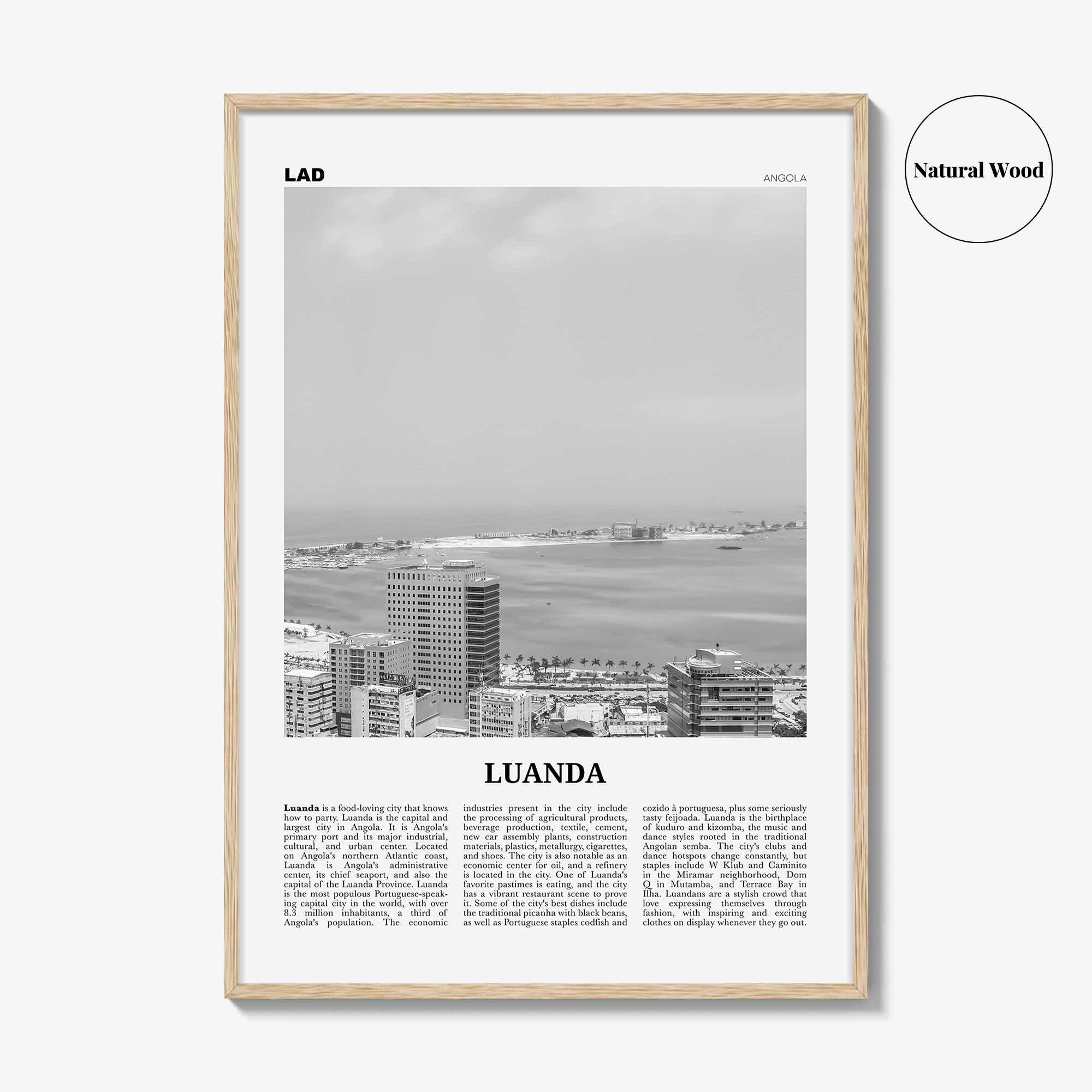 Luanda Print Black and White, Luanda Wall Art, Luanda Poster, Luanda Photo, Luanda Wall Decor, Angola, São Paulo Loanda, Africa