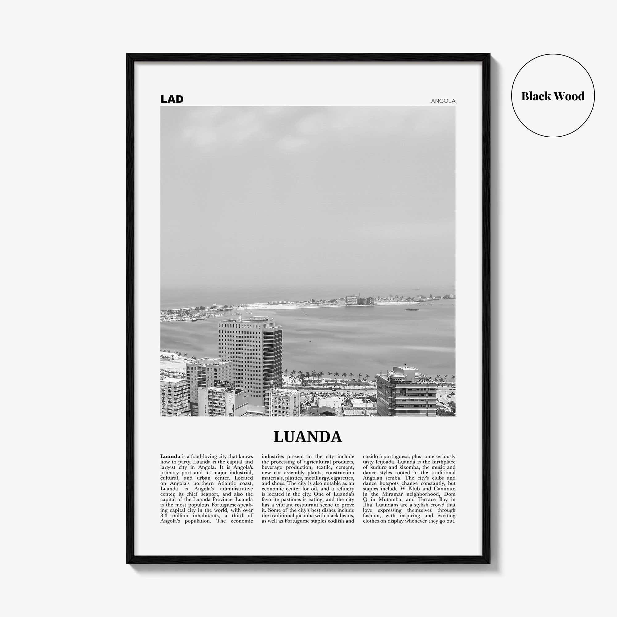 Luanda Print Black and White, Luanda Wall Art, Luanda Poster, Luanda Photo, Luanda Wall Decor, Angola, São Paulo Loanda, Africa