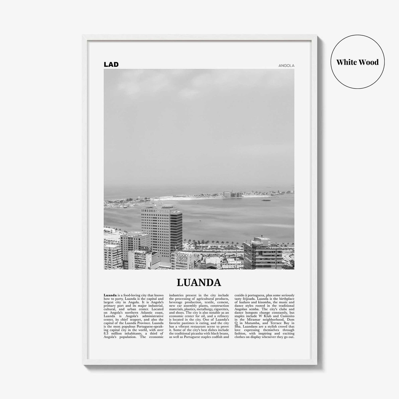 Luanda Print Black and White, Luanda Wall Art, Luanda Poster, Luanda Photo, Luanda Wall Decor, Angola, São Paulo Loanda, Africa