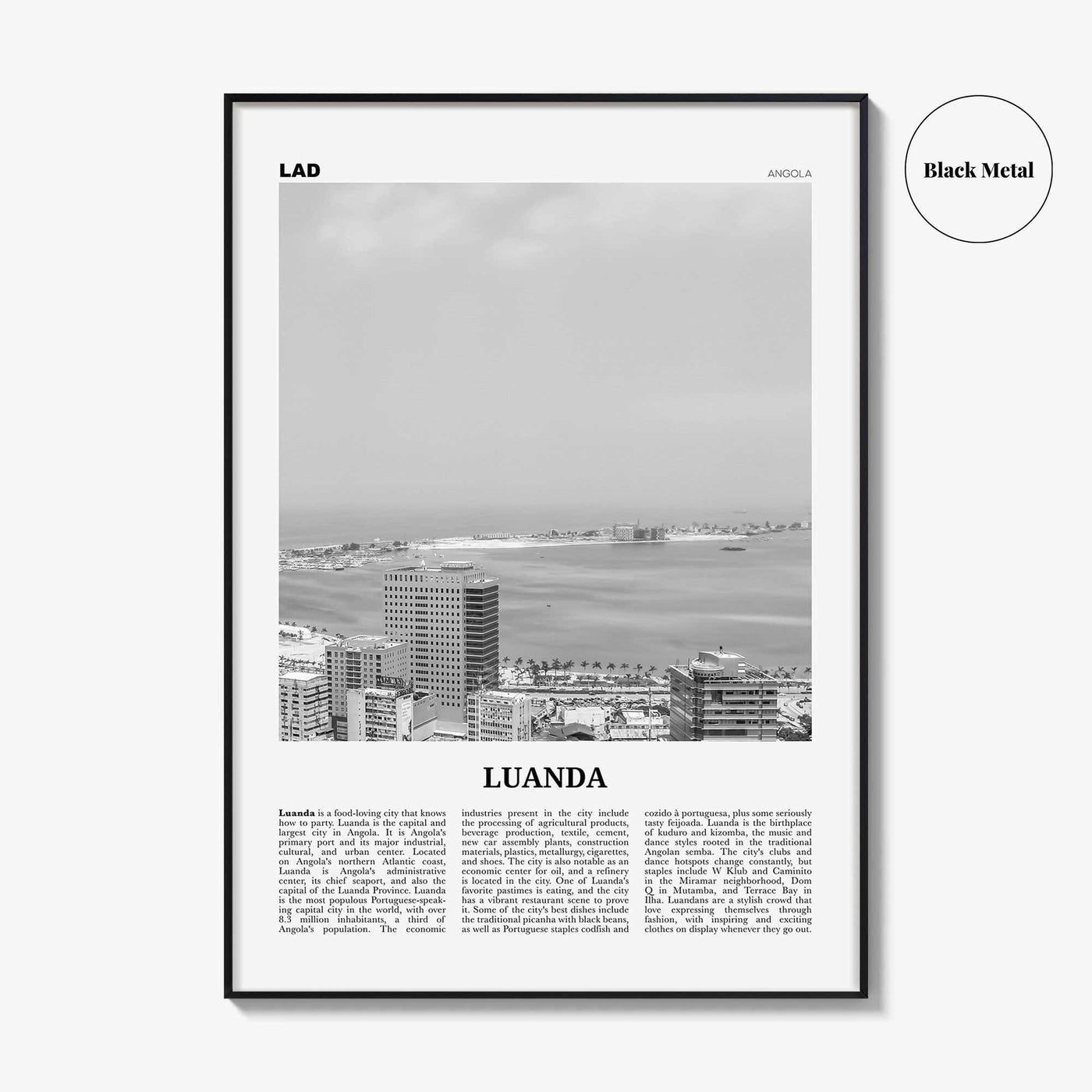 Luanda Print Black and White, Luanda Wall Art, Luanda Poster, Luanda Photo, Luanda Wall Decor, Angola, São Paulo Loanda, Africa