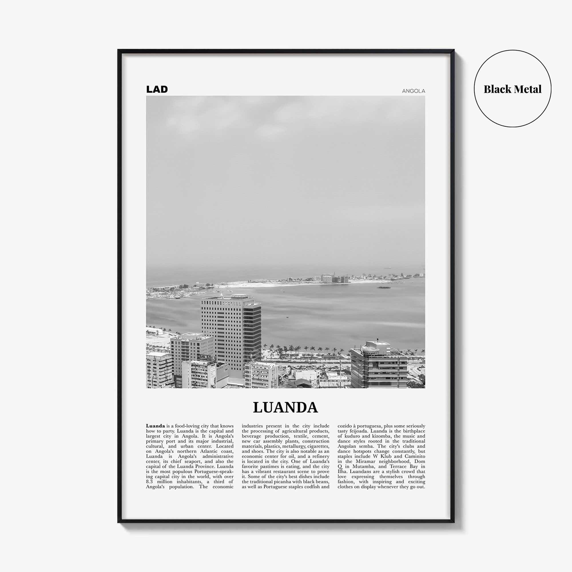 Luanda Print Black and White, Luanda Wall Art, Luanda Poster, Luanda Photo, Luanda Wall Decor, Angola, São Paulo Loanda, Africa