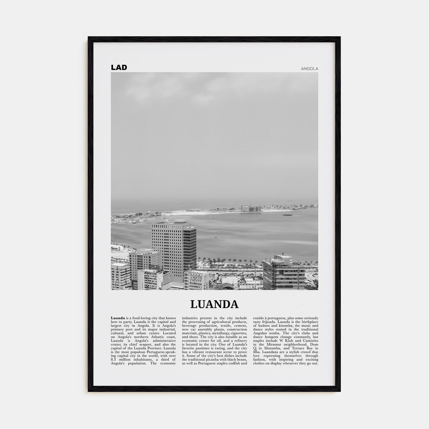 Luanda Travel B&W Poster