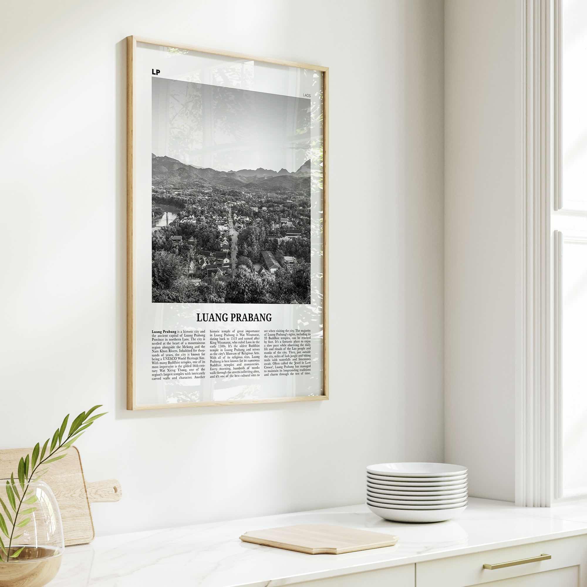 Luang Prabang Print Black and White, Luang Prabang Art, Luang Prabang Poster, Luang Prabang Photo, Luang Prabang Décor, Luang Prabang Map