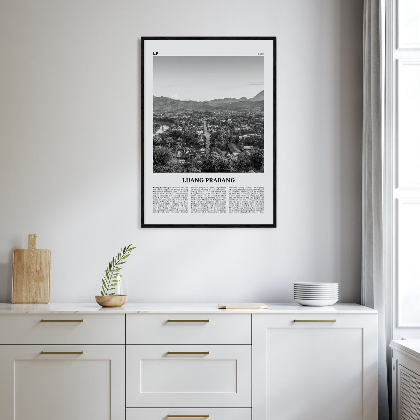 Luang Prabang Travel B&W Poster