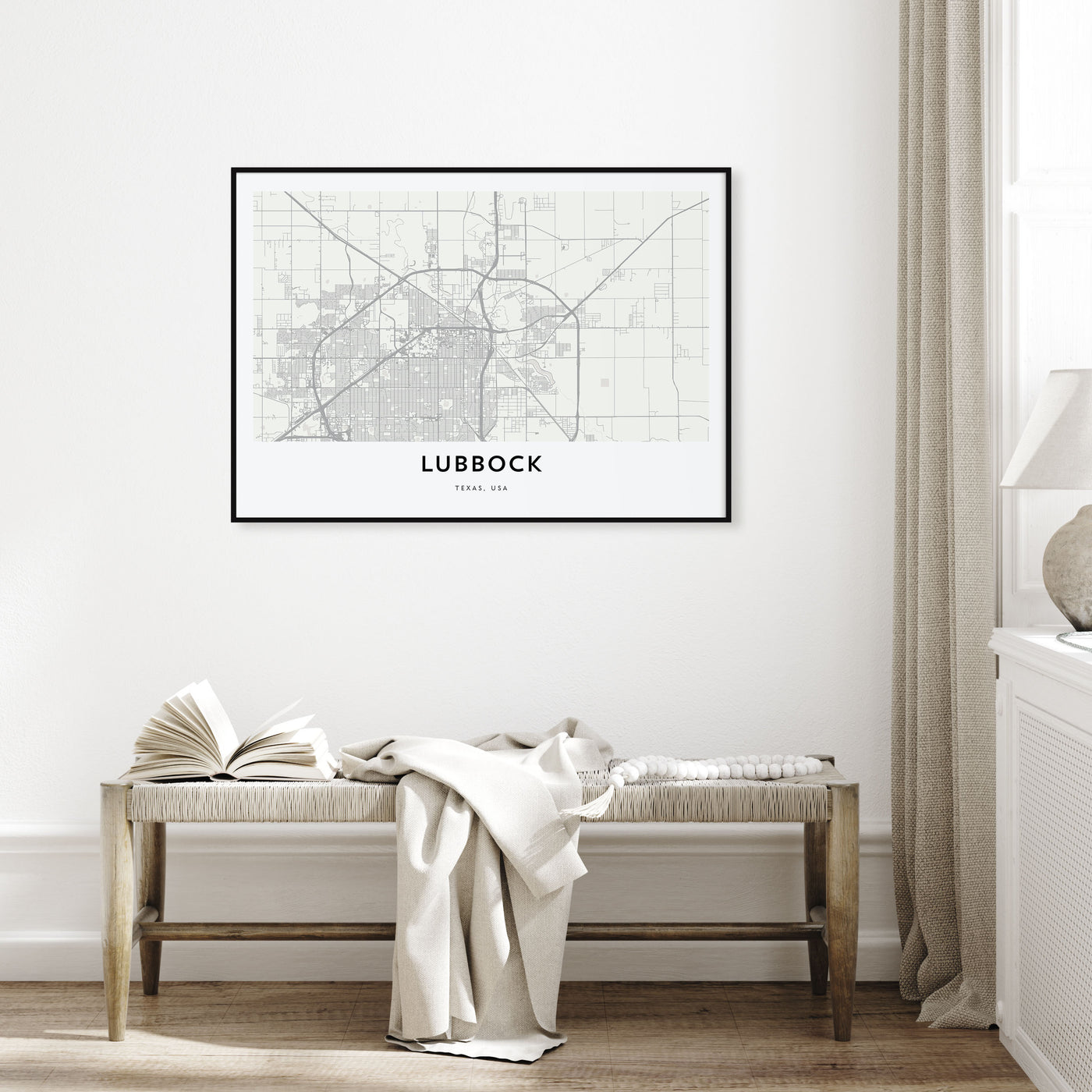 Lubbock Map Landscape Poster