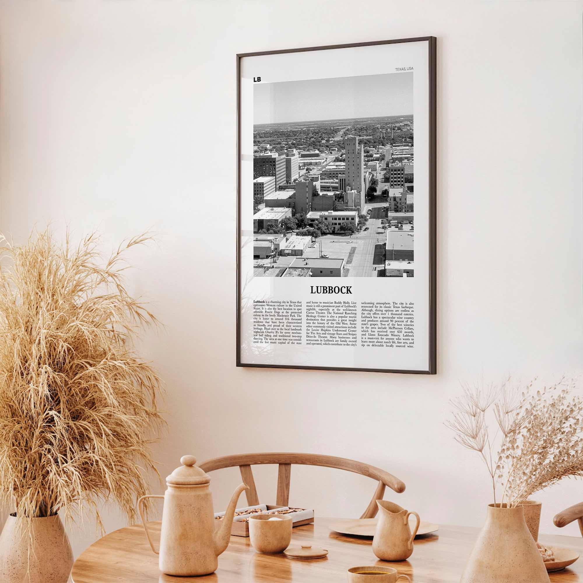 Lubbock Print Black and White, Lubbock Wall Art, Lubbock Poster, Lubbock Photo, Lubbock Wall Décor, Texas, USA, United States