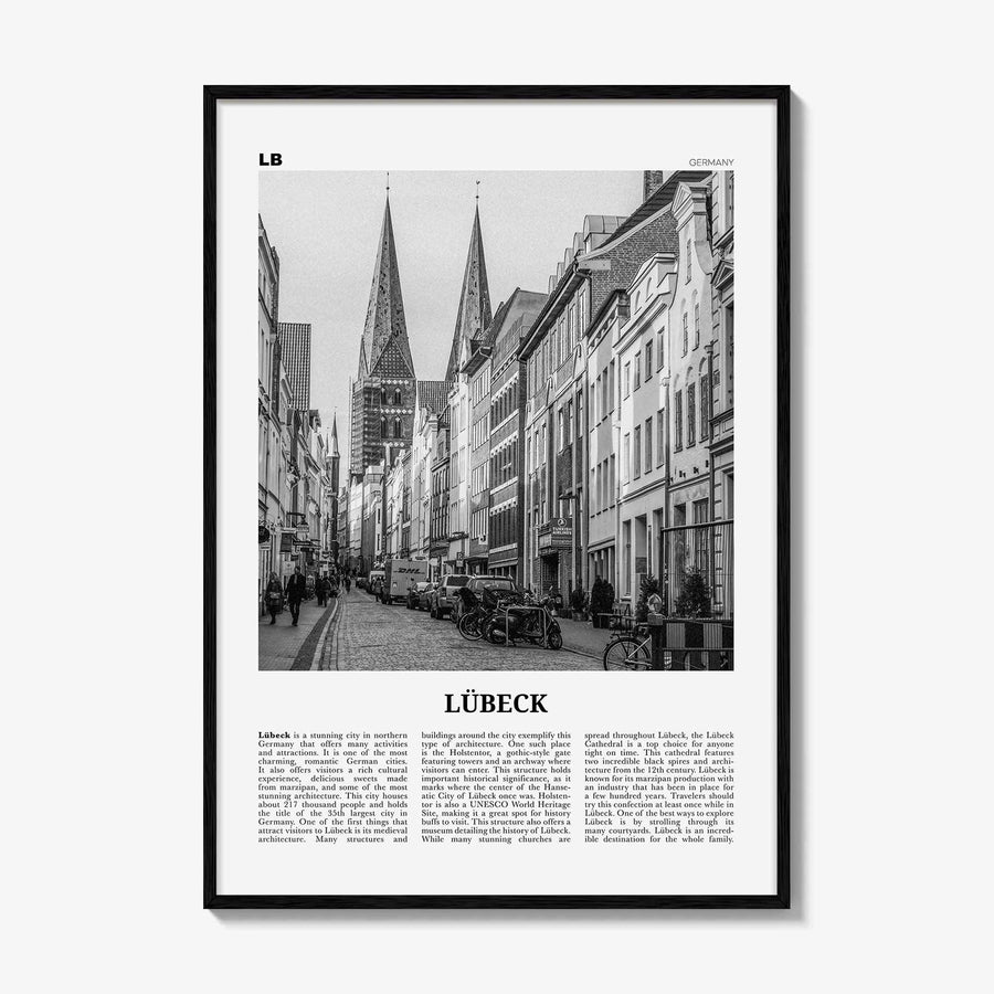 Lubeck Print Black and White, Lübeck Wall Art, Lübeck Poster, Lübeck Photo, Lübeck Wall Décor, Lübeck Map, Germany