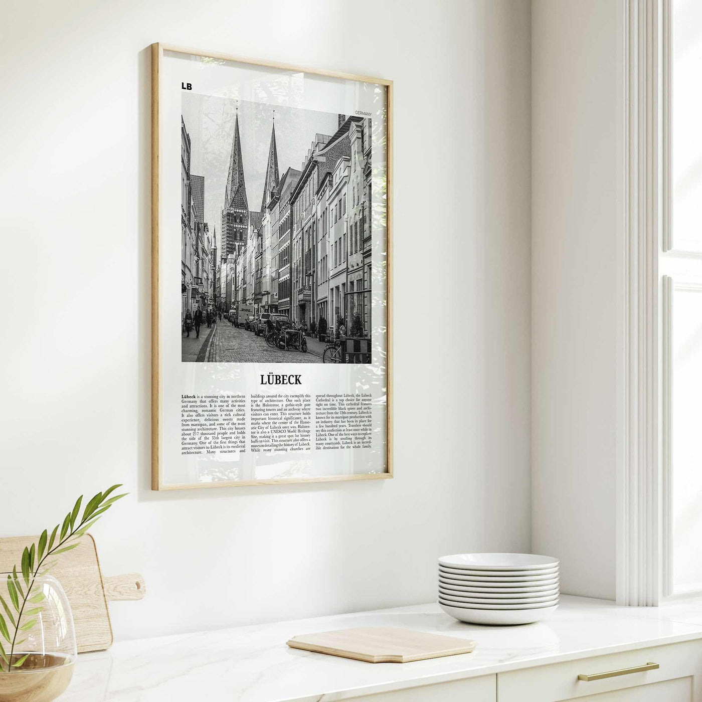 Lubeck Print Black and White, Lübeck Wall Art, Lübeck Poster, Lübeck Photo, Lübeck Wall Décor, Lübeck Map, Germany