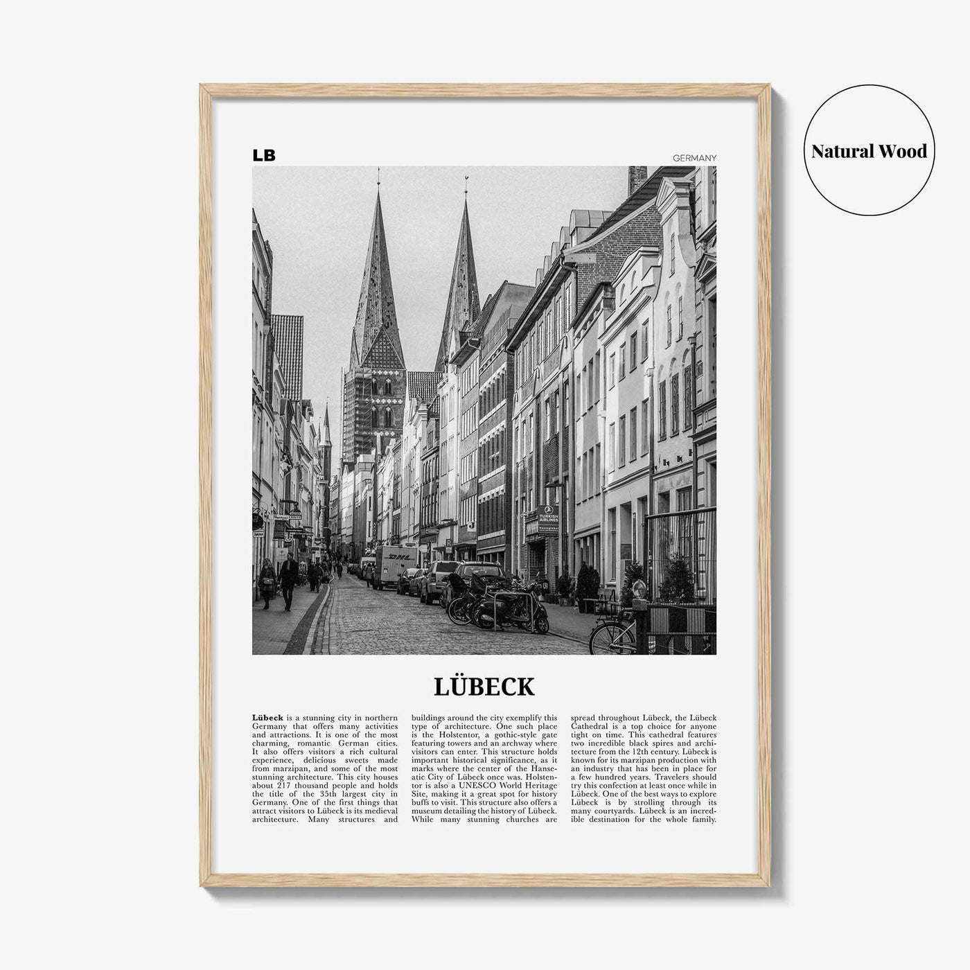 Lubeck Print Black and White, Lübeck Wall Art, Lübeck Poster, Lübeck Photo, Lübeck Wall Décor, Lübeck Map, Germany
