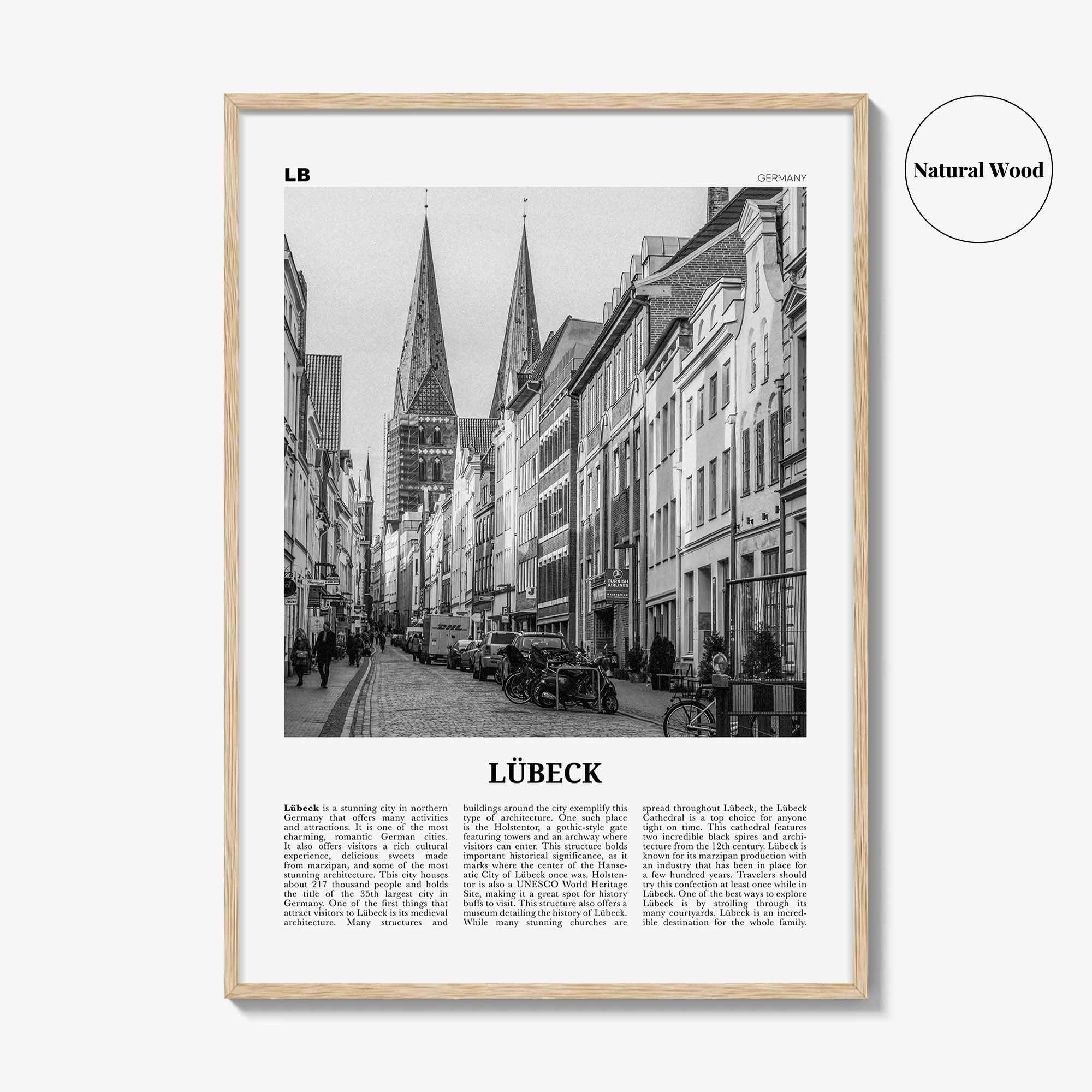 Lubeck Print Black and White, Lübeck Wall Art, Lübeck Poster, Lübeck Photo, Lübeck Wall Décor, Lübeck Map, Germany