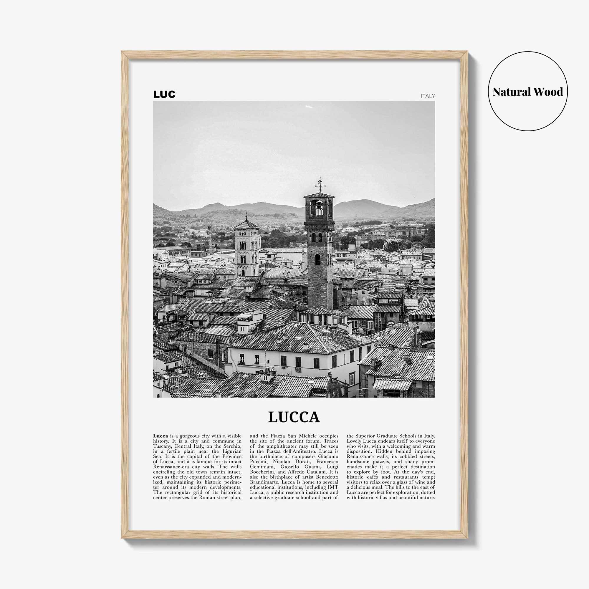 Lucca Print Black and White, Lucca Wall Art, Lucca Poster, Lucca Photo, Lucca Wall Decor, City Art Print, Italy, Tuscany, Italia, Europe