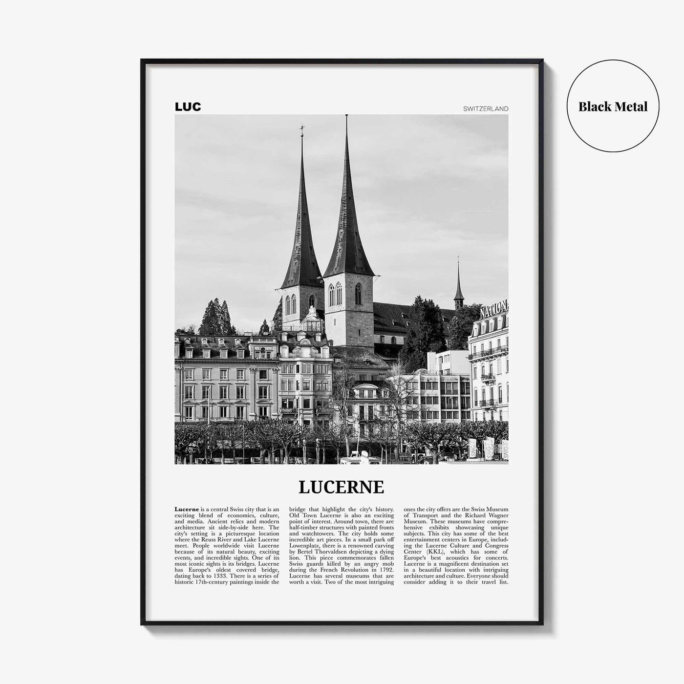 Lucerne Print Black and White, Lucerne Wall Art, Lucerne Poster, Lucerne Photo, Lucerne Wall Décor, Switzerland, Luzern, Swiss