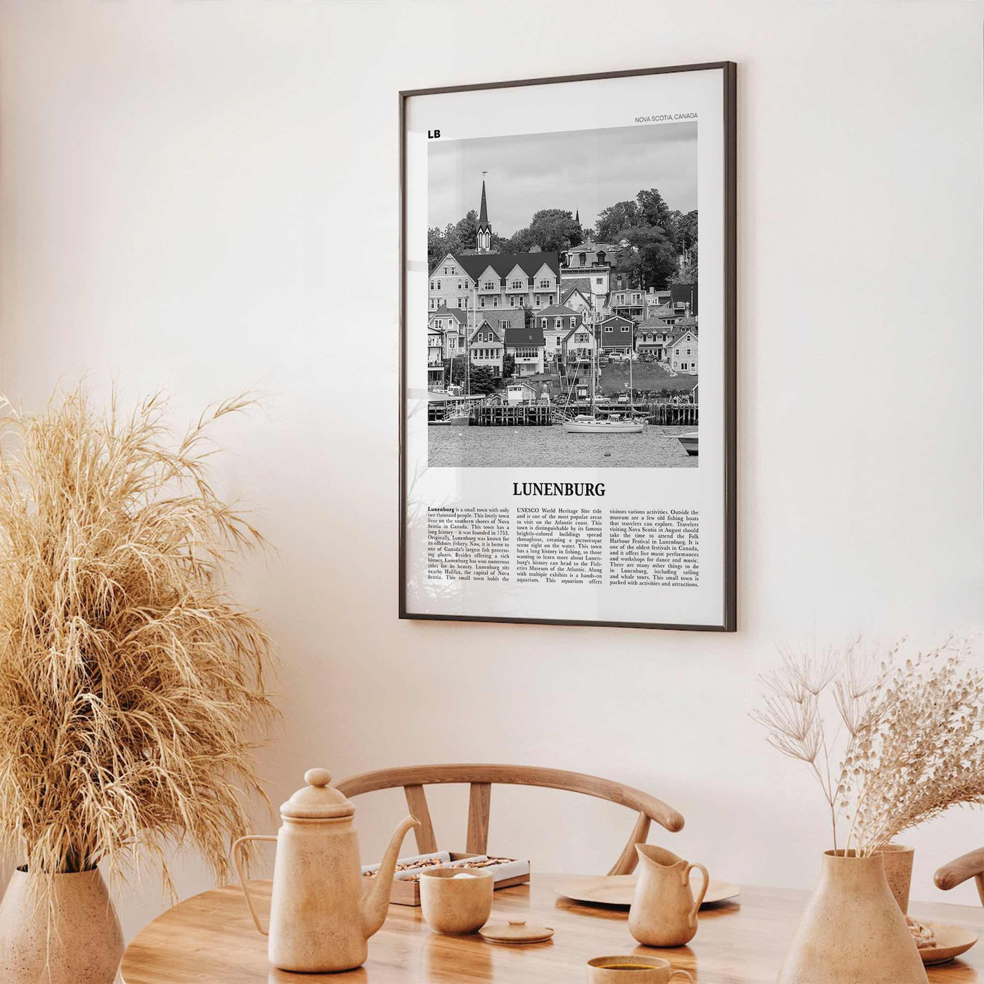 Lunenburg Print Black and White, Lunenburg Wall Art, Lunenburg Poster, Lunenburg Photo, Lunenburg Décor, Lunenburg Map, Nova Scotia, Canada