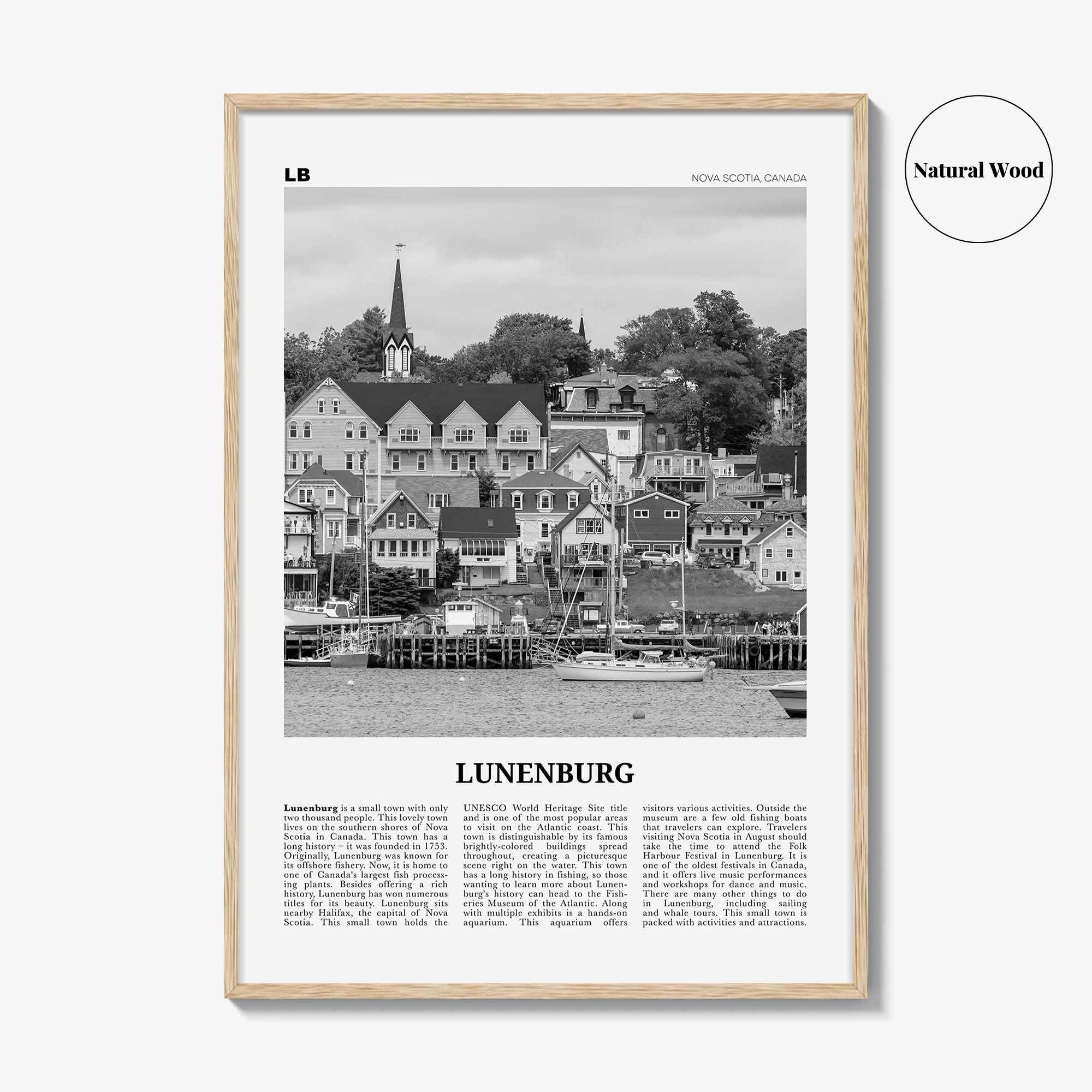 Lunenburg Print Black and White, Lunenburg Wall Art, Lunenburg Poster, Lunenburg Photo, Lunenburg Décor, Lunenburg Map, Nova Scotia, Canada