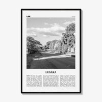 Lusaka Print Black and White, Lusaka Wall Art, Lusaka Poster, Lusaka Photo, Lusaka Wall Décor, Mwalusaka, Zambia