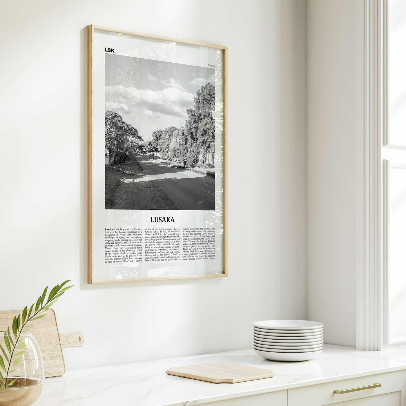 Lusaka Print Black and White, Lusaka Wall Art, Lusaka Poster, Lusaka Photo, Lusaka Wall Décor, Mwalusaka, Zambia