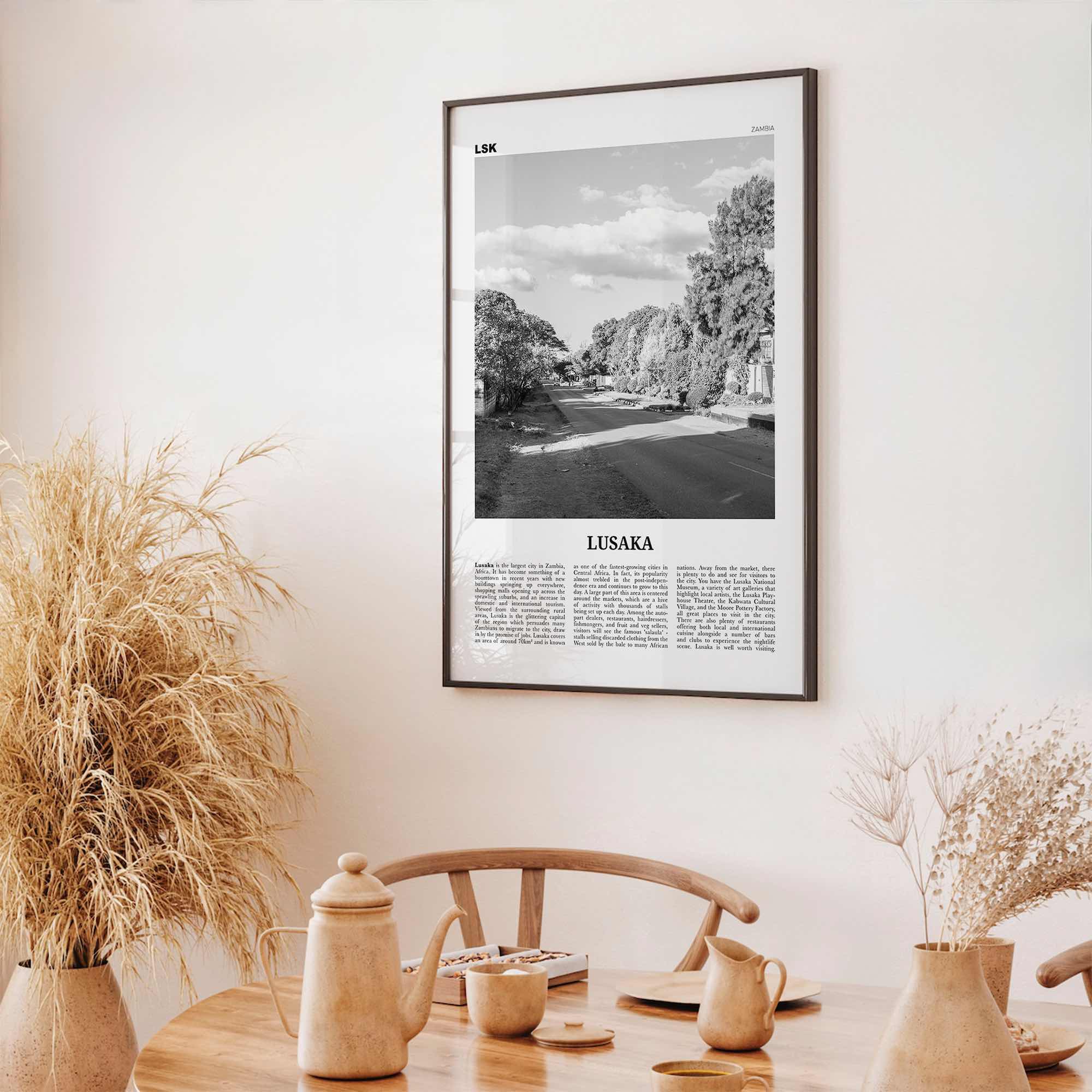 Lusaka Print Black and White, Lusaka Wall Art, Lusaka Poster, Lusaka Photo, Lusaka Wall Décor, Mwalusaka, Zambia
