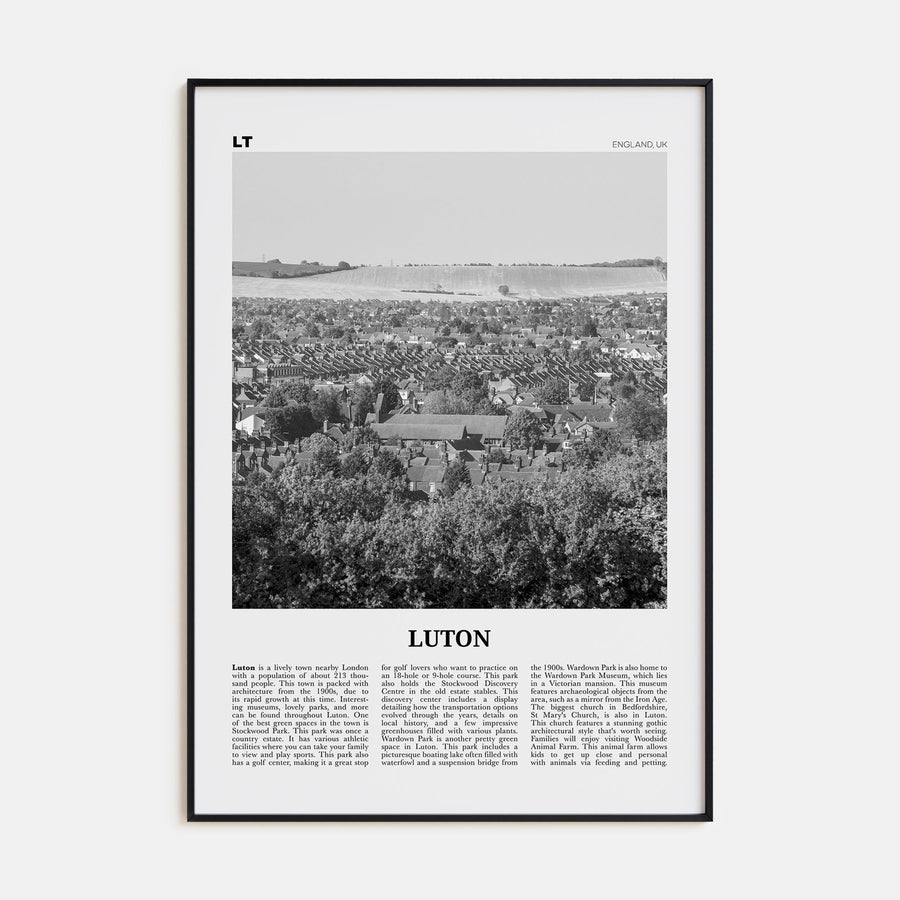 Luton Travel B&W Poster