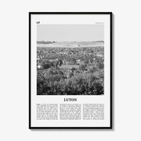 Luton Print Black and White, Luton Wall Art, Luton Poster, Luton Photo, Luton Wall Décor, Luton Map, England